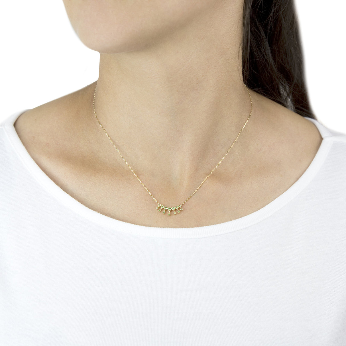 Celine d'Aoust Collar de Mujer Oro Amarillo 14 k (585) Tsavorita Verde Redondo 42cm