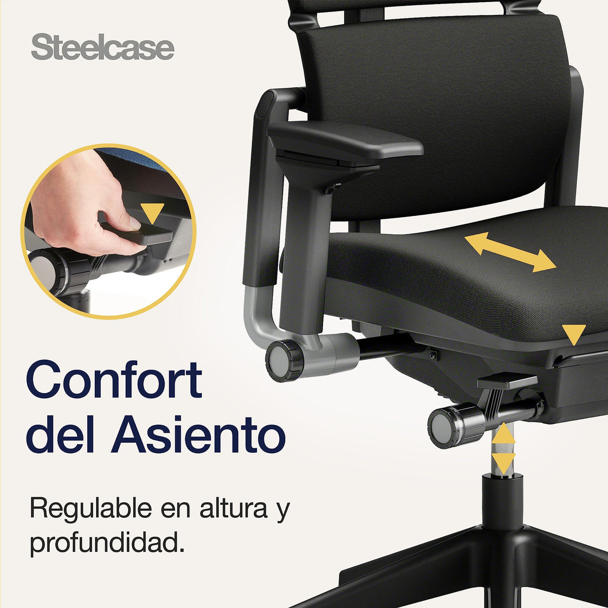 Steelcase Please, silla de oficina ergonómica con respaldo alto regulable en altura y brazos regulables Ónix