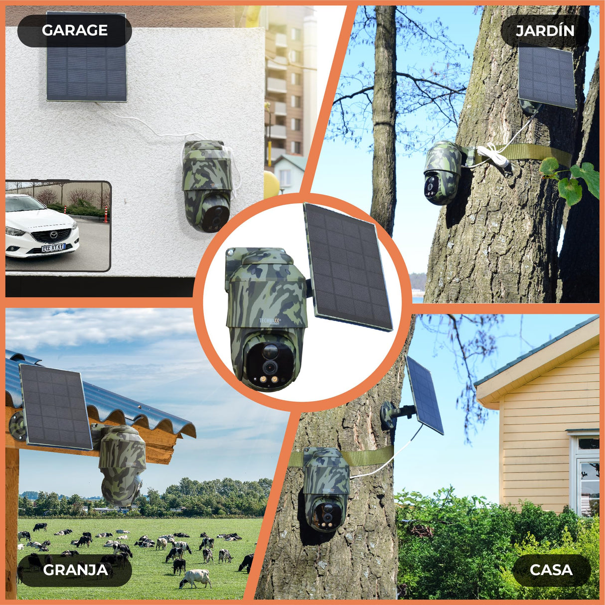 Technaxx TX-290, cámara de Seguridad de cúpula PT 4G para Exteriores con Panel Solar de 5W - PTZ de 360°, vídeo FullHD de 4 MP, visión Nocturna, detección de Movimiento PIR, IP65, Audio bidireccional