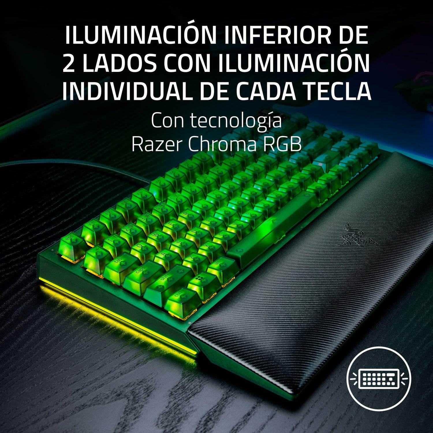 Razer BlackWidow V4 75% Phantom Green Edition - Teclado mecánico para Juegos Intercambiable en Caliente (táctiles Naranjas, Rodillo, 2 Botones dedicados) Diseño US | Phantom Green