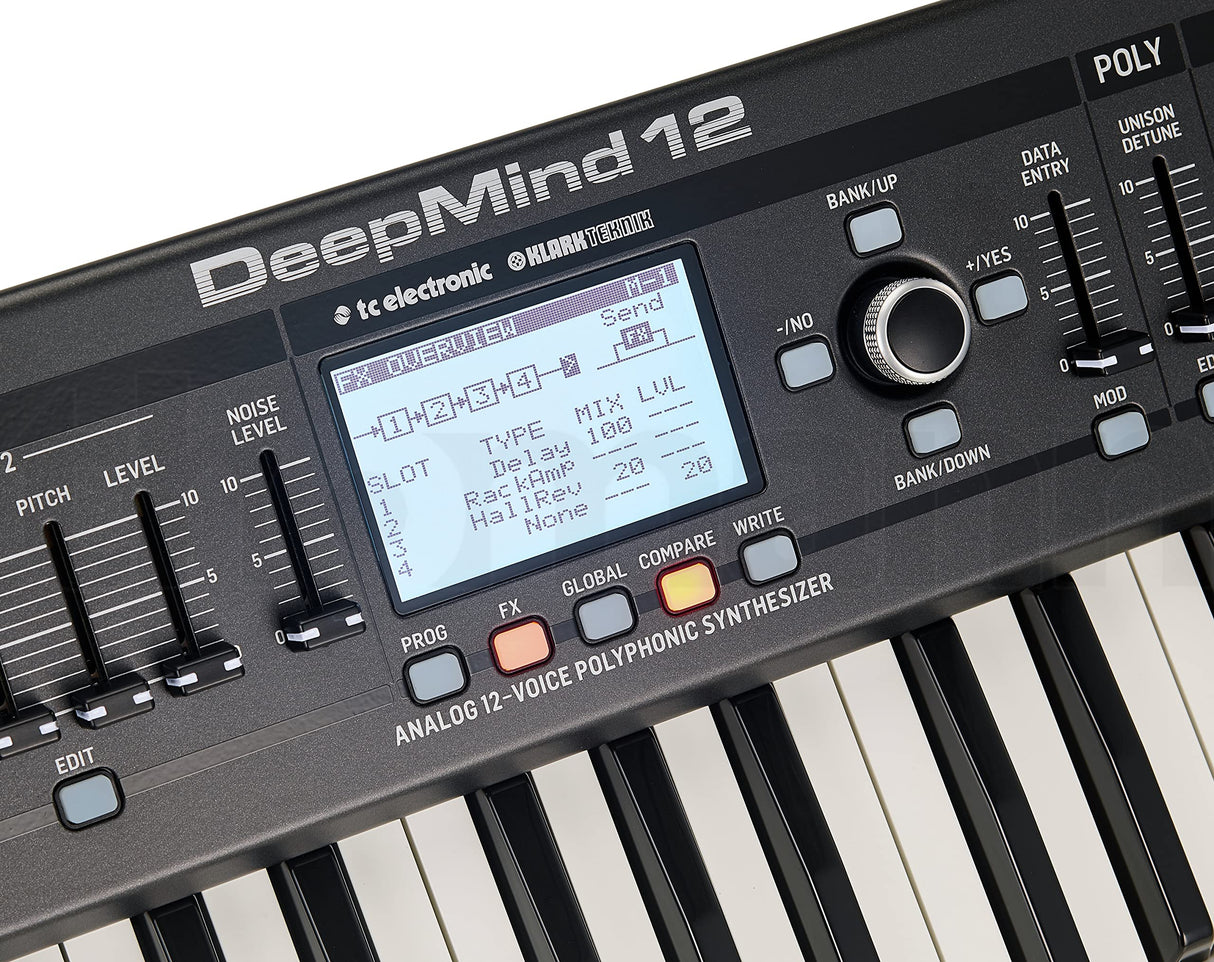 Behringer DEEPMIND 12 Sintetizador polifónico analógico verdadero de 12 voces con 4 motores FX, 2 OSC y LFO por voz, 3 generadores ADSR, matriz de modulación de 8 canales