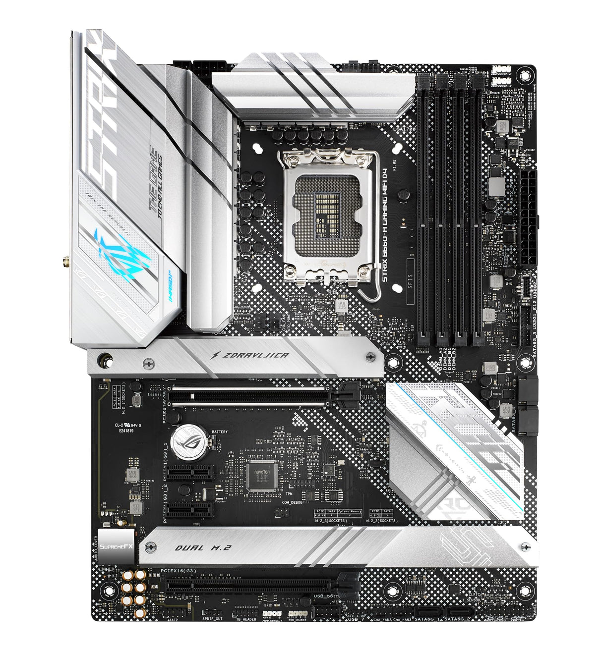 ASUS ROG STRIX B660-A GAMING WIFI D4 - Placa base gaming ATX Intel LGA 1700 (VRM de 12+1 fases, PCIe 5.0, Wi-Fi 6, LAN de 2,5 Gb, tres M.2 con disipadores y Aura Sync)