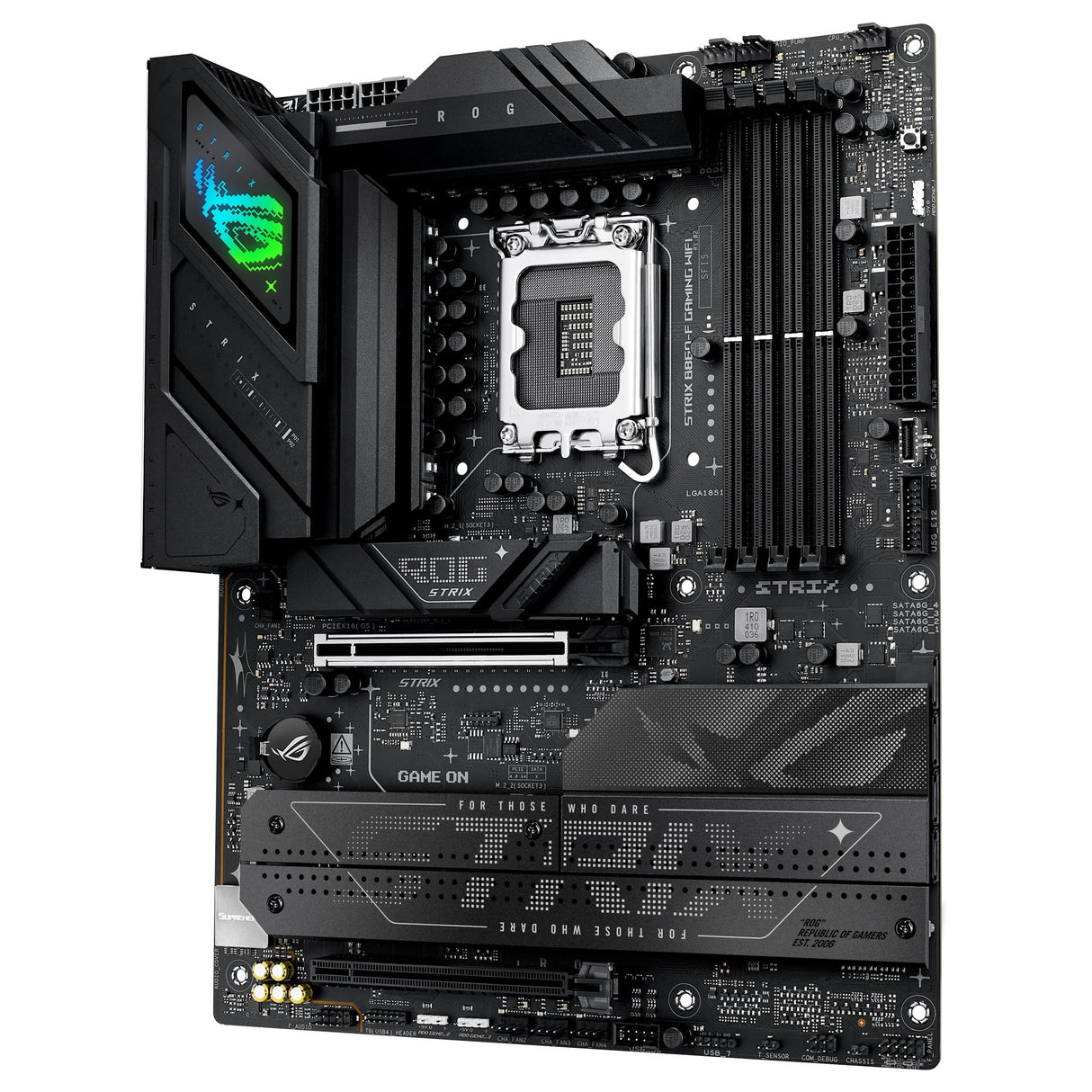 ASUS ROG Strix B860-F Gaming WiFi, Placa Base ATX, preparada para PCs con IA Avanzada, 16+1+2+1 etapas de Potencia, Ranuras DDR5, PCIe 5.0, Cuatro Ranuras M.2, WiFi 7, iluminación Aura Sync RGB