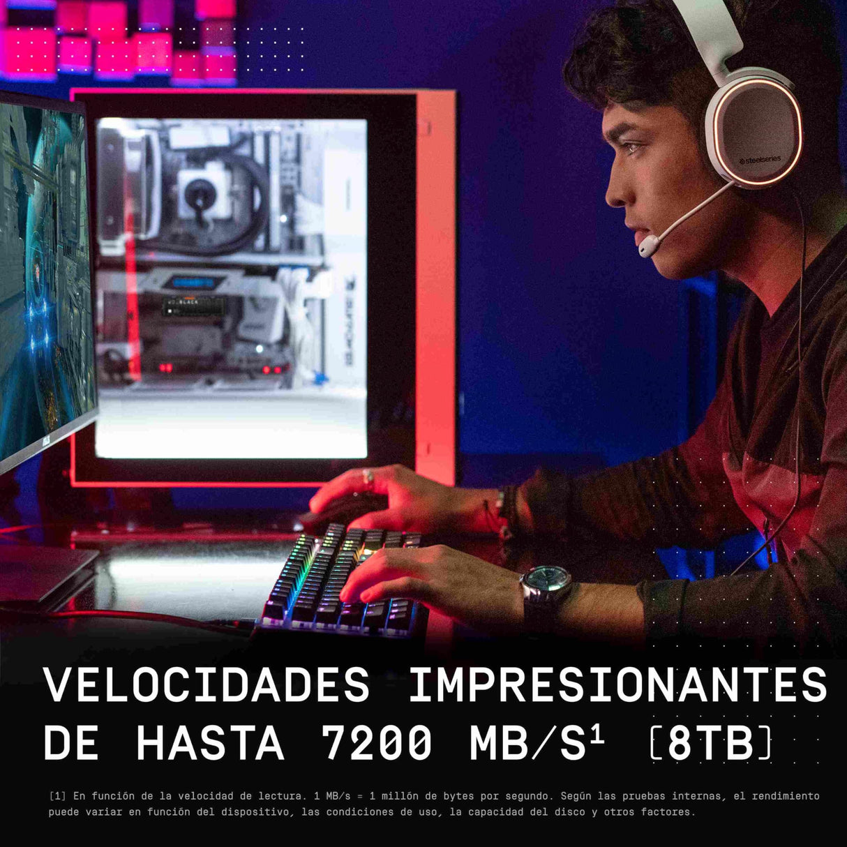WD_BLACK SN850X NVMe SSD 8 TB M.2 2280 NVMe SSD con disipador de calor, Velocidades de lectura hasta 7200 MB/s, escritura 6600 MB/s, SSD para Juegos internos, PCIe Gen4, SSD de alto rendimento, Negro