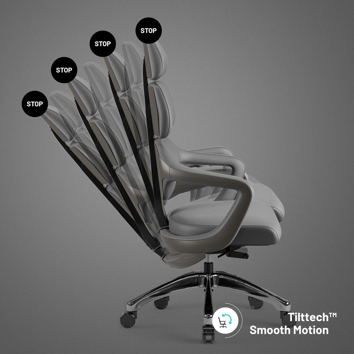 Diablo Silla Oficina V-Modular | Respaldo, Ajuste de Asiento y Respaldo, Reposacabezas Desmontable - Silla Despacho para la Oficin | Elegante Cuero, Robusta Estructura de Aluminio | Gris