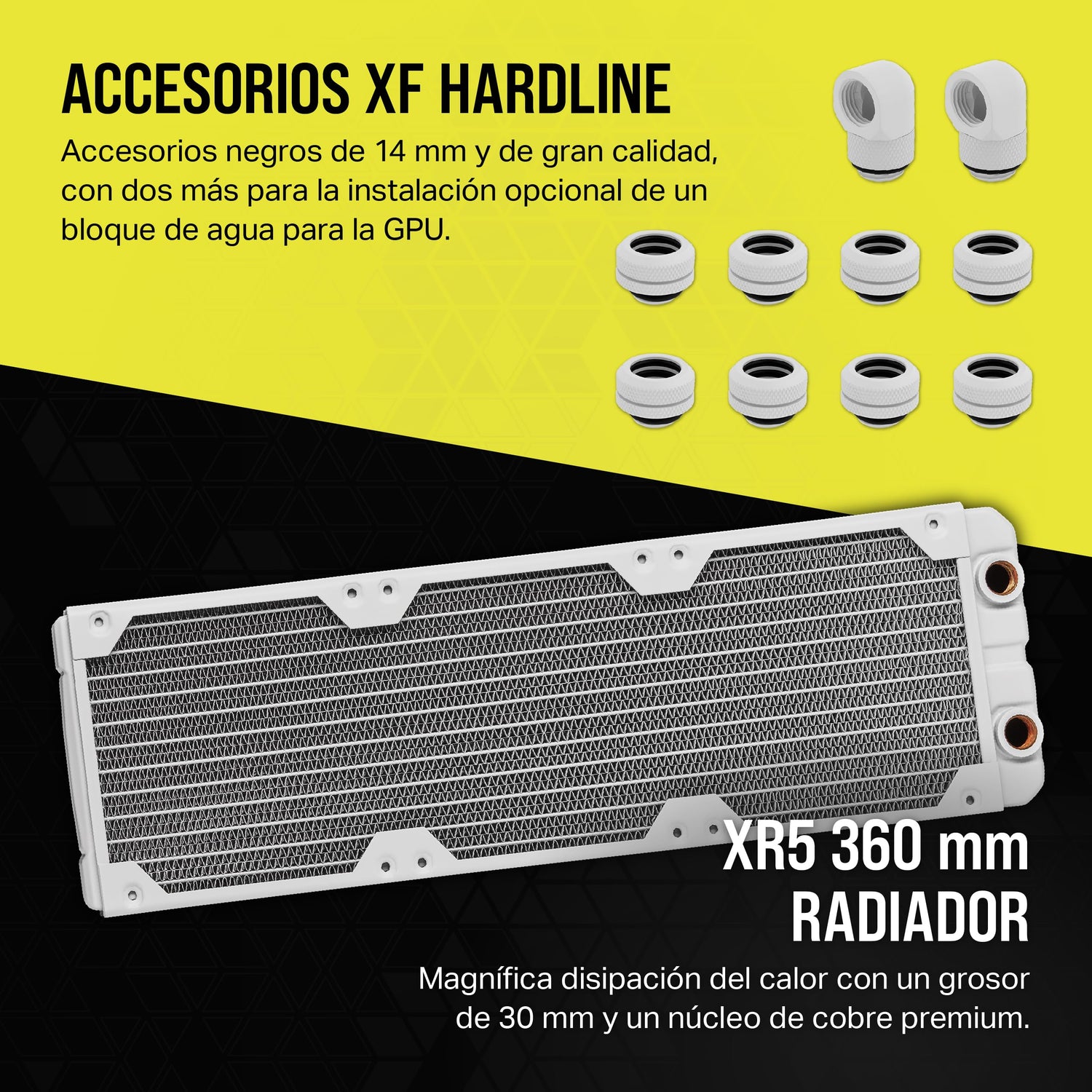 CORSAIR Hydro X Series iCUE LINK XH405i Kit de Refrigeración Personalizada - Bloque de Refrigeración Líquida para CPU XC7 ELITE - Bomba XD5 ELITE D5 Res - 3 Ventiladores QX120 RGB - Blanco