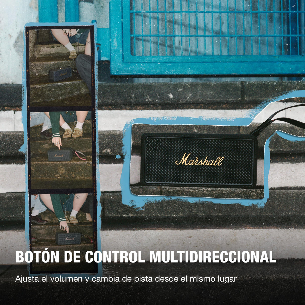 Marshall Middleton II Altavoz Bluetooth portátil con más de 30 Horas de reproducción y Resistencia al Agua IP67 - Negro y latón