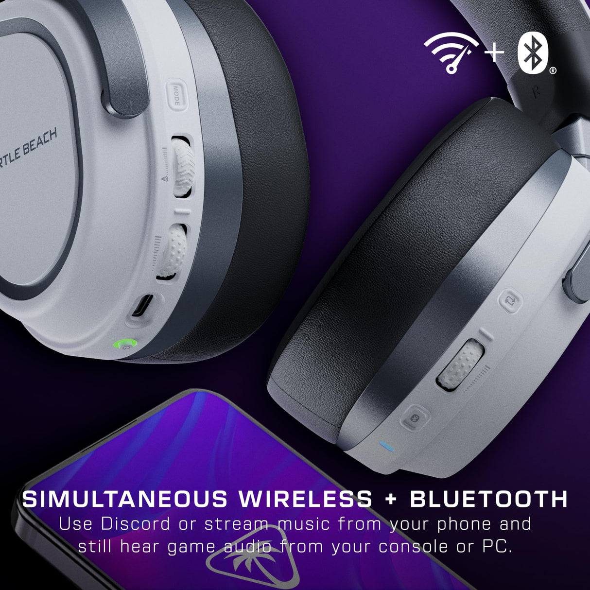 Turtle Beach Stealth 700 Blanco Playstation Auriculares de Juego Inalámbricos con 80hr Batería, Altavoces de 60 mm, Transmisores Duales y Bluetooth para PS5, PS4, PC y móviles