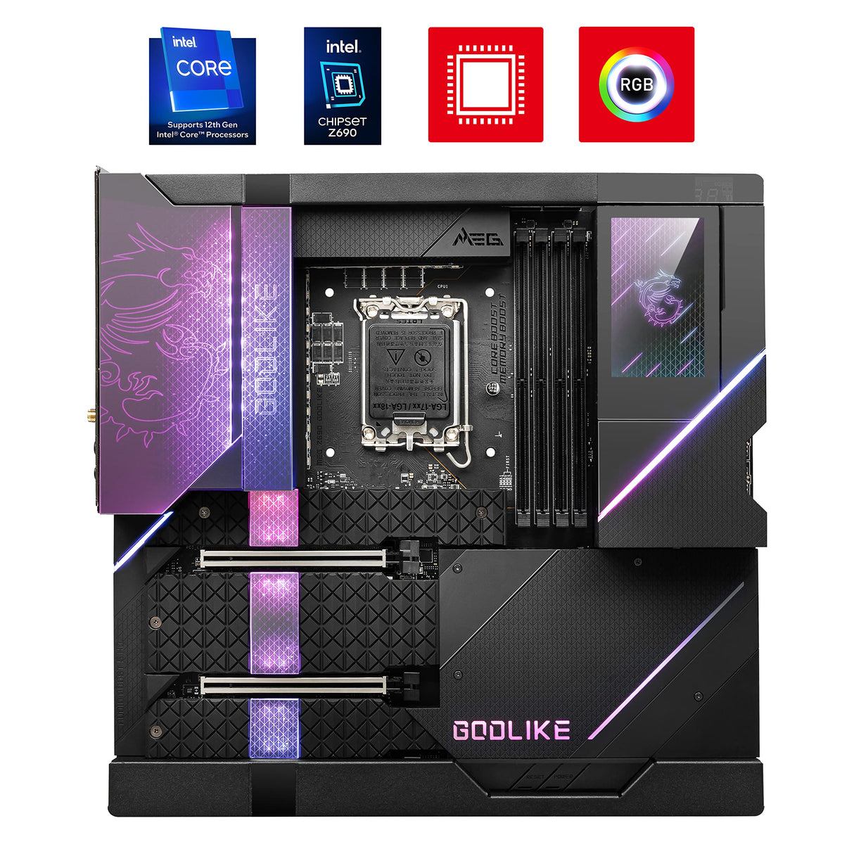 MSI Meg Z690 GODLIKE - Placa Base para Juegos (E-ATX, Intel Core de 12 generación, LGA 1700 Socket, DDR5, PCIe 5, LAN 10G, Ranuras M.2, Wi-Fi 6E), 7D26-001R