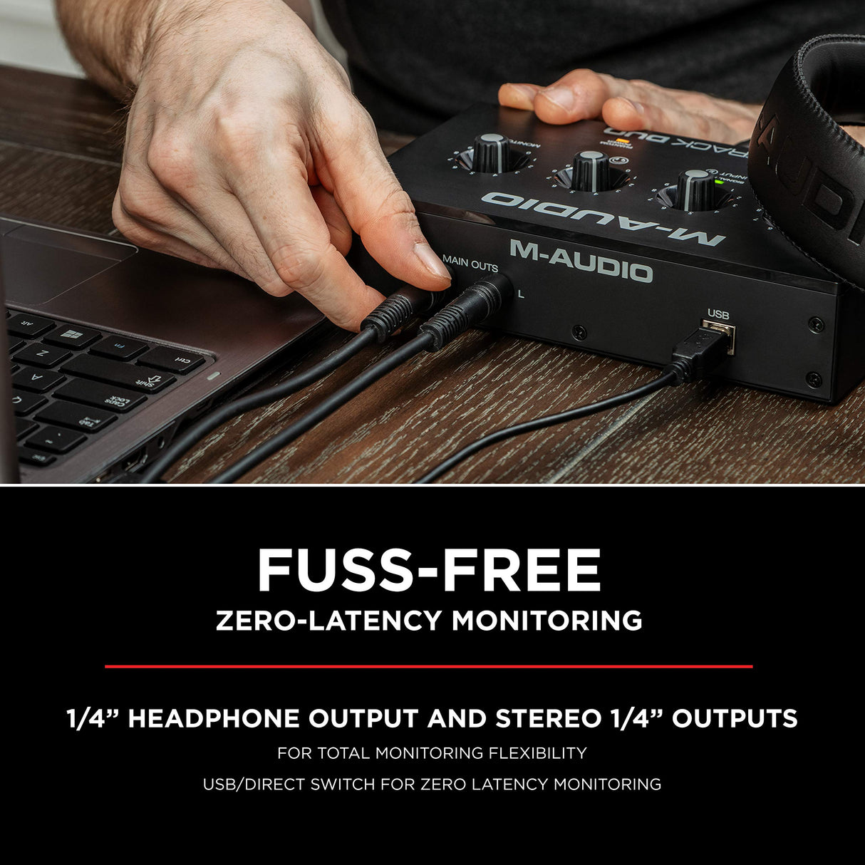 M-Audio M-Track Duo - Interfaz audio, tarjeta de sonido USB para grabación, transmisión, podcasting con entradas XLR, línea y DI, así como un paquete de software