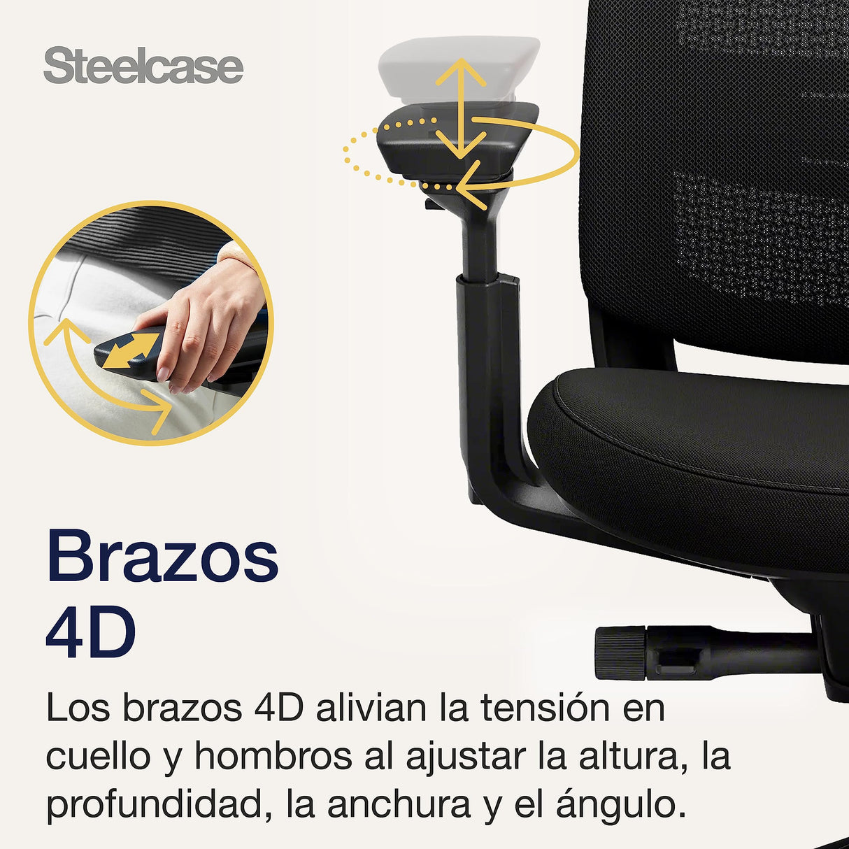 Steelcase Series 2, silla de oficina ergonómica con sujeción lumbar, brazos 4D y reposa cabeza regulables, respaldo de malla Ónix
