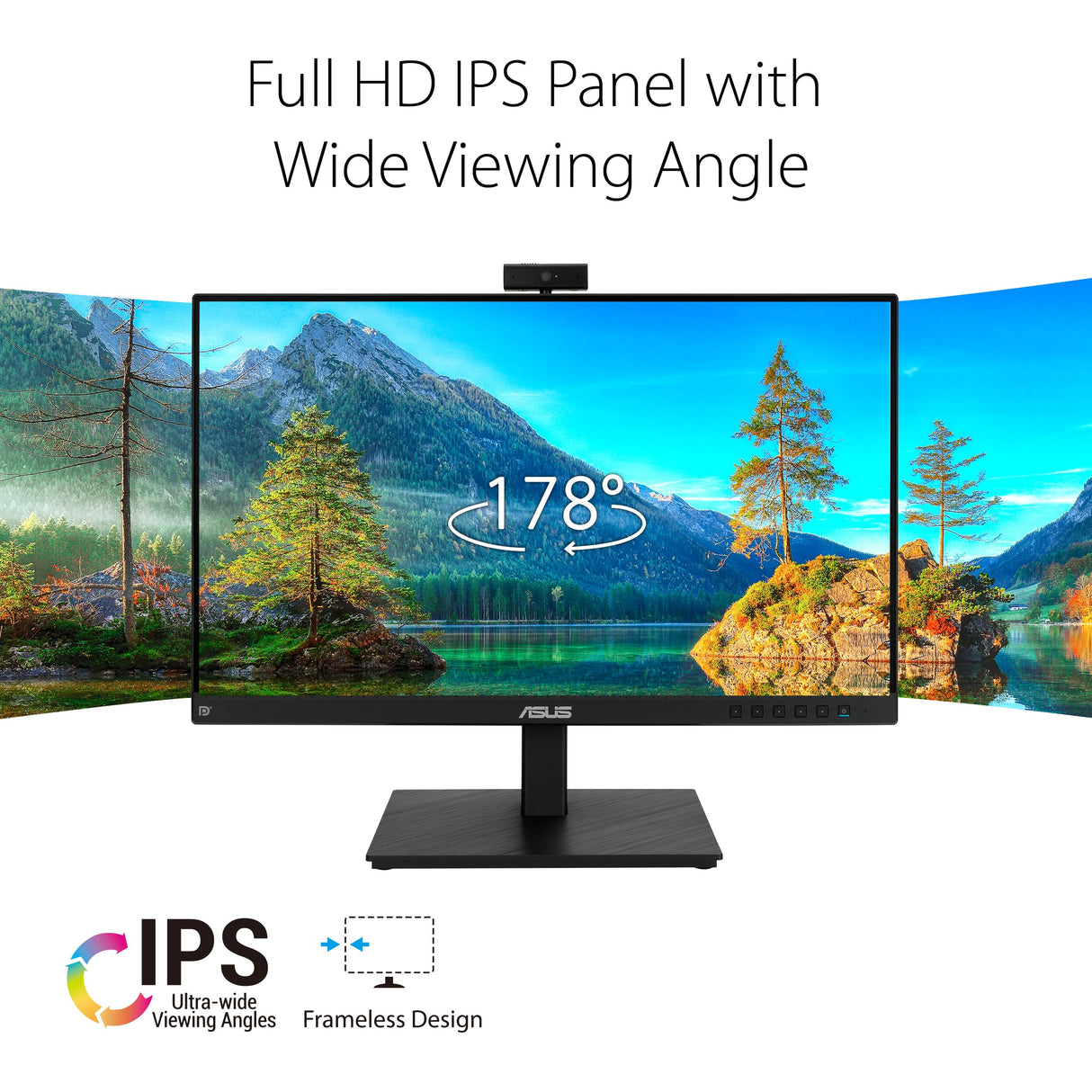 ASUS BE24EQSK - Monitor Profesional de 23.8" FullHD (1920x1080, IPS, 16:9, HDMI, Display Port, 60 Hz, 5 ms, Altavoces 2W x2, cámara Web 2.0M, antiparpadeo, luz Azul de Baja Intensidad), Negro