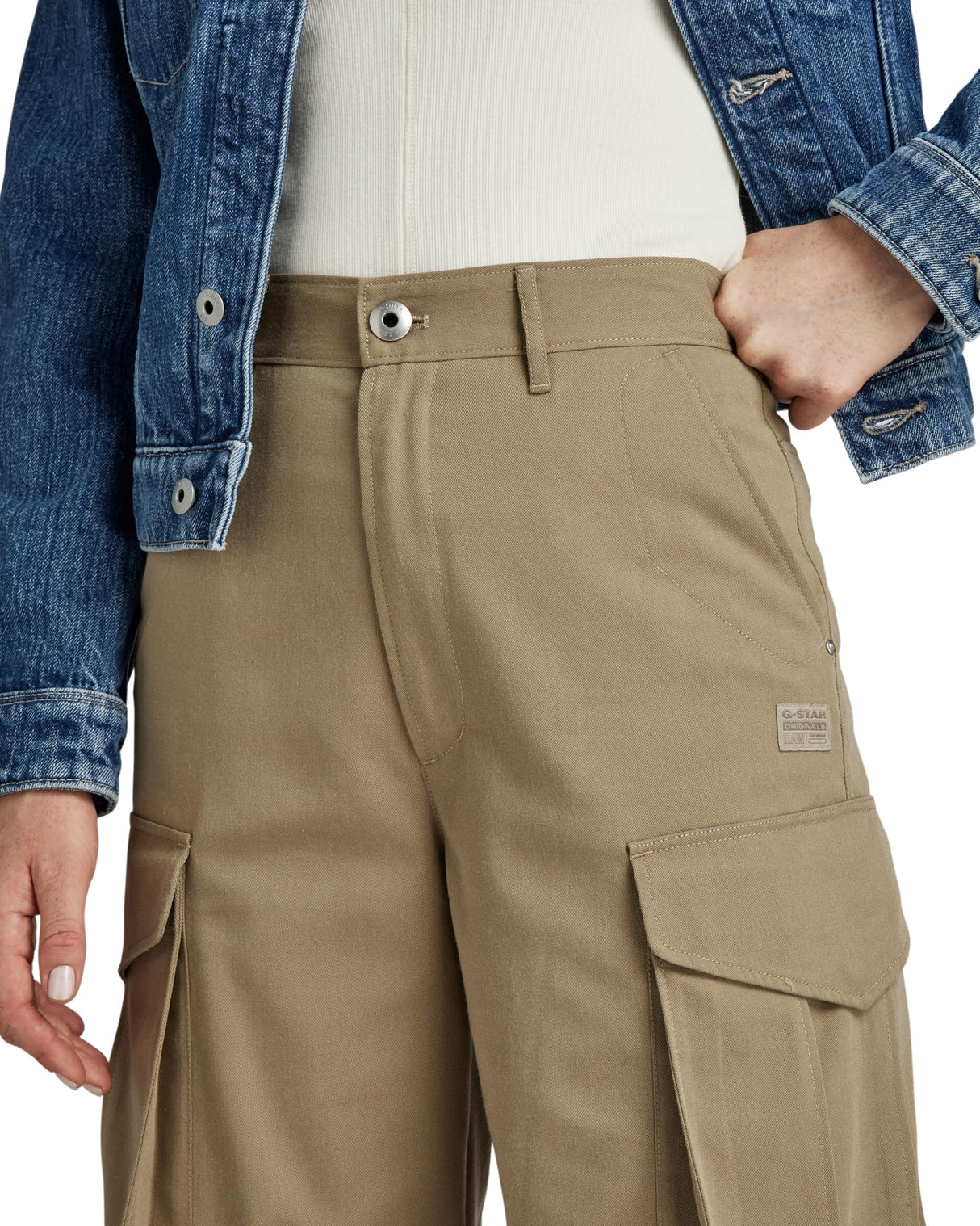 G-STAR para Mujer High Waist Cargo Pants, Beige (Safari D24401-d401-b444), 27W / 30L