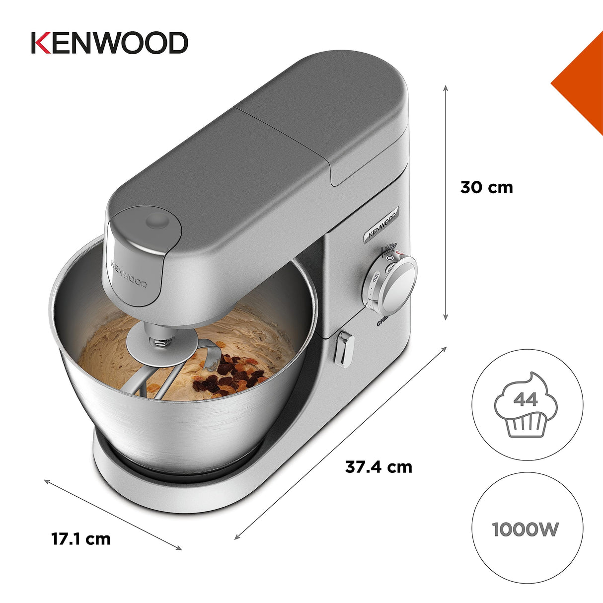 Kenwood KVC3100S - Máquina de cocina con movimiento planetario Base, licuadora y trituradora de carne plateado