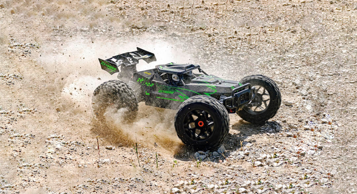 Carson 500409084 1:8 Virus Extreme 2.4G 100% RTR Verde - Buggy RC, Coche teledirigido, Off-Road, vehículo RC, Coche RC 70 km/h, Coche RC