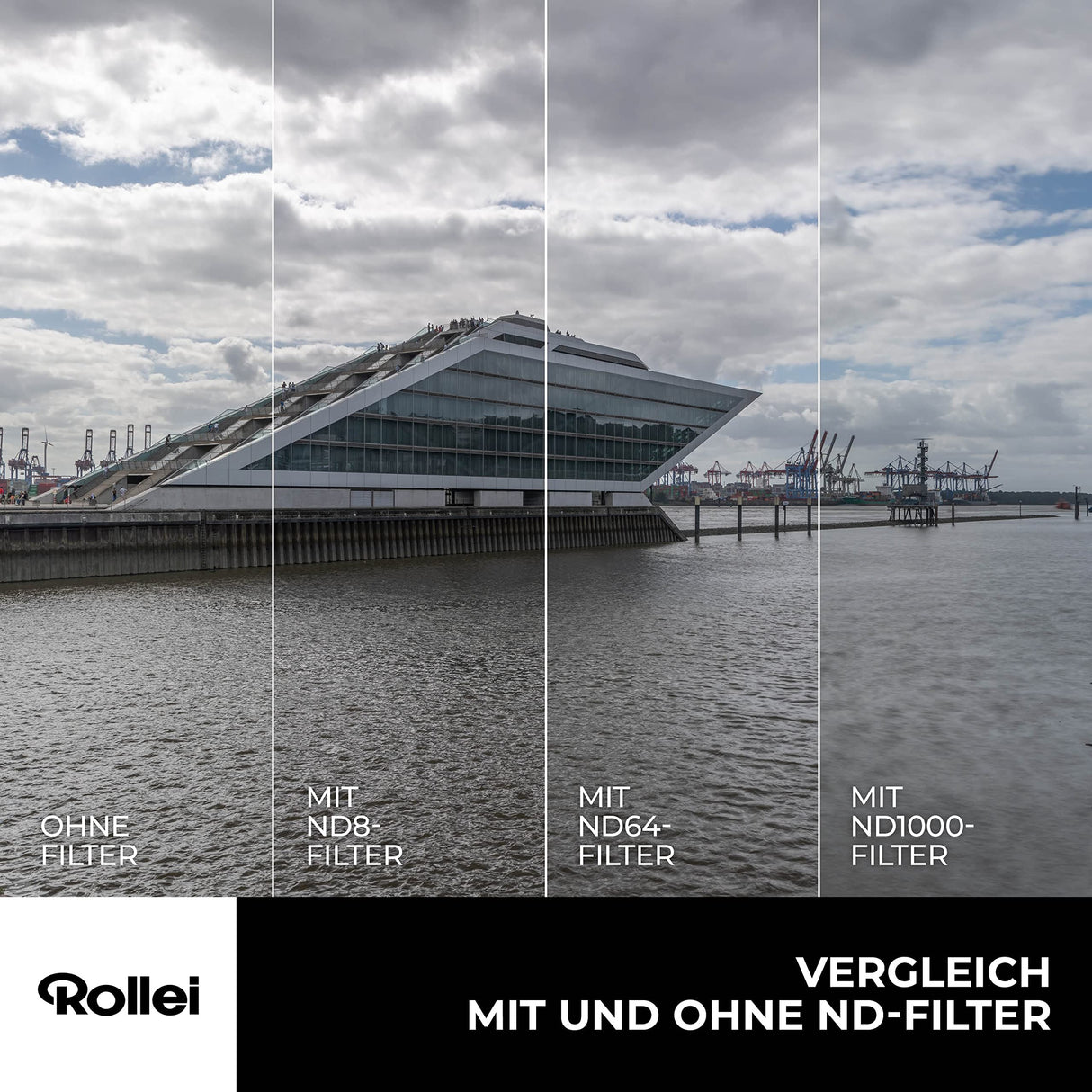 Rollei F:X Pro - Juego de filtros Redondos magnéticos ND Mark II en 62 mm. Juego de filtros magnéticos Rollei Compuesto de CPL, ND8, ND64, ND1000 y Anillo Base magnético, Ideal para la exposición