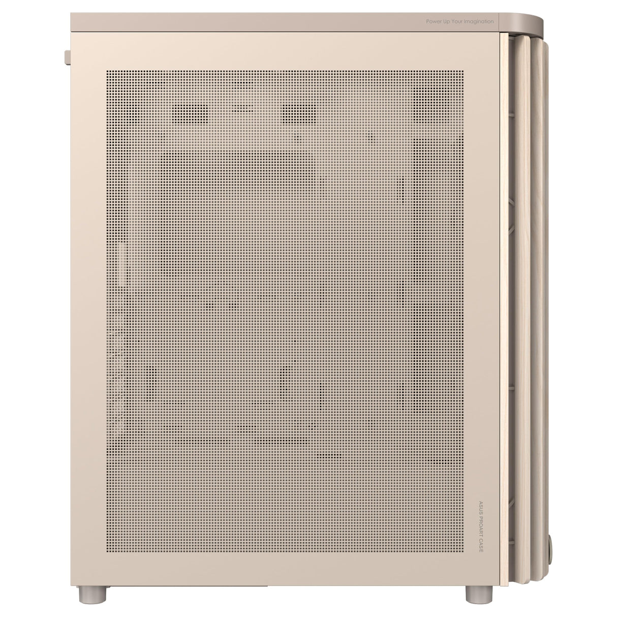 ASUS ProArt PA401 Wood Edition - Chasis ATX con Panel de Malla, Compatible con GPU de 314mm, Compatible con radiadores de 240 mm, Dos Ventiladores de 160mm, Soporte de PSU extraíble - Beige