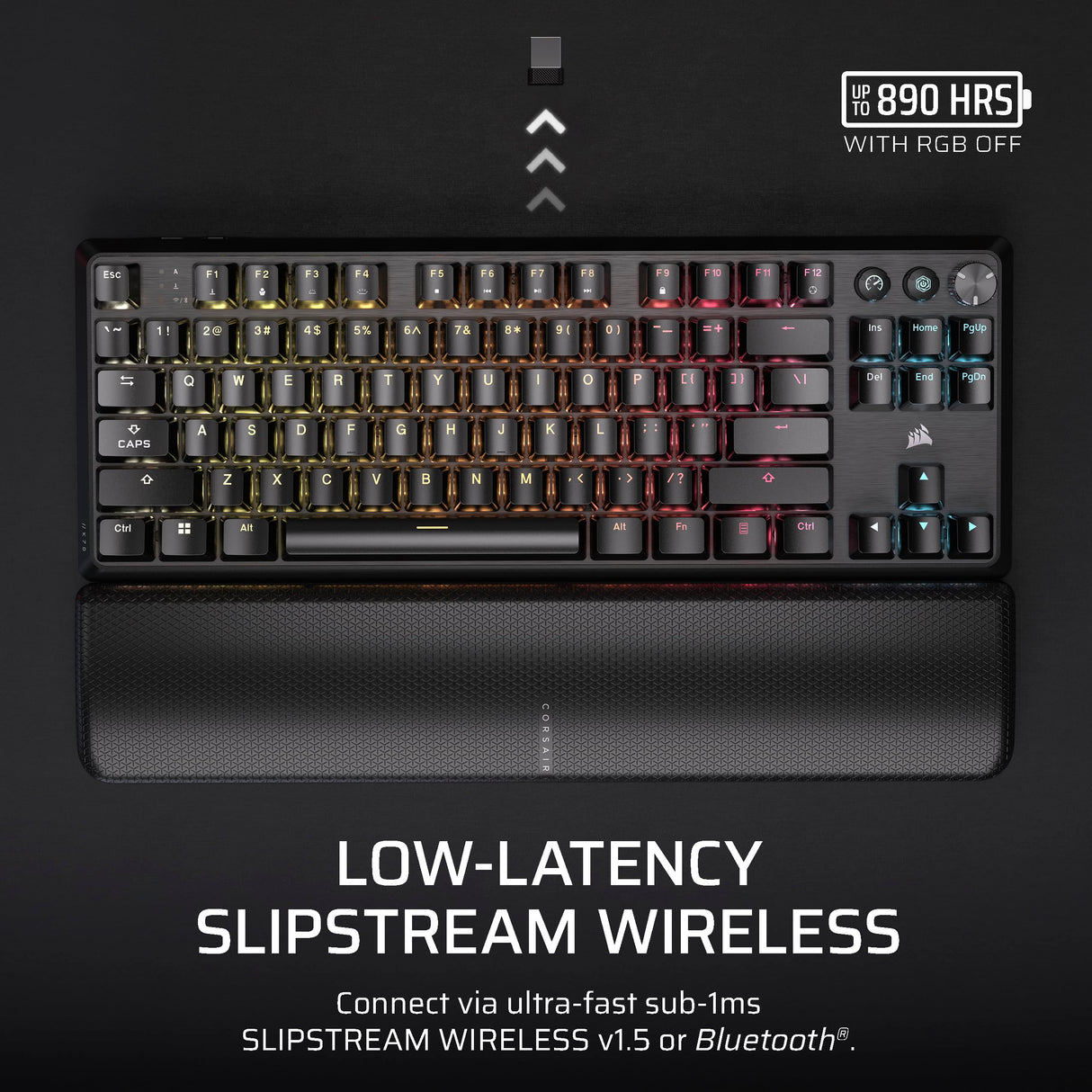 Corsair K70 Core TKL Wireless RGB Tenkeyless Teclado mecánico para Juegos – Interruptores lineales MLX Rojo v2 pre-lubricados – Amortiguación de Ruido – Teclas de Doble Disparo ABS – QWERTY NA