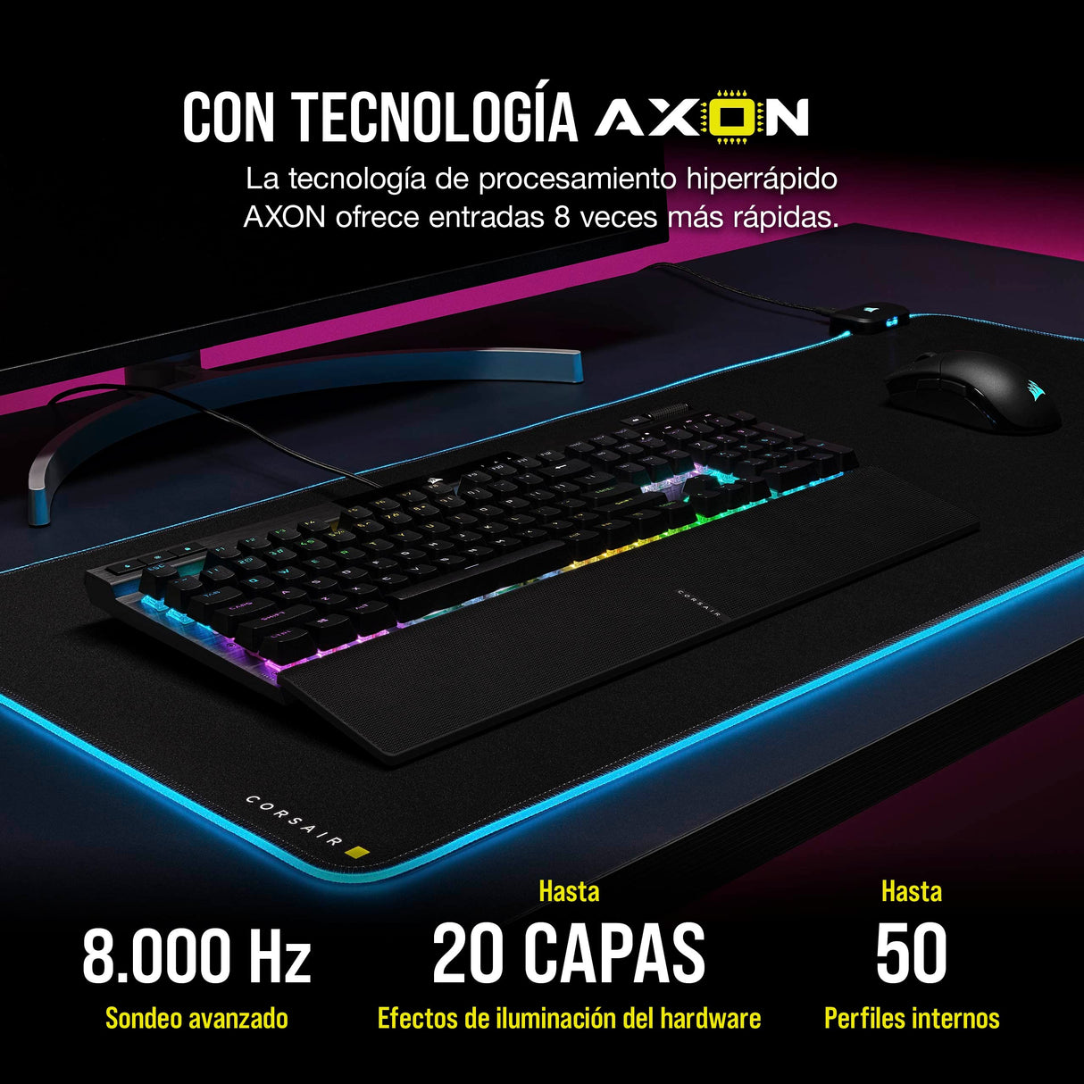 Corsair K70 PRO Teclado para Juegos con Cable Óptico-Mecánico RGB - Interruptores Lineales OPX - Teclados PBT Double-Shot - Compatible con iCUE - QWERTY ES - PC, Xbox - Negro