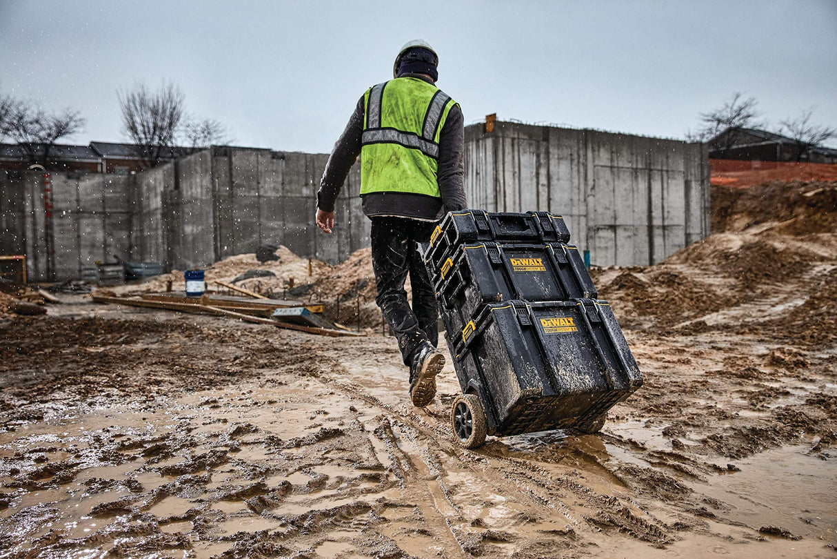 DEWALT DWST83402-1, Taller modular 3en1 TOUGHSYSTEM 2.0, Robusto, 2 armarios de pequeña y mediana capacidad y 1 armario móvil de gran capacidad, IP65. Negro y amarillo