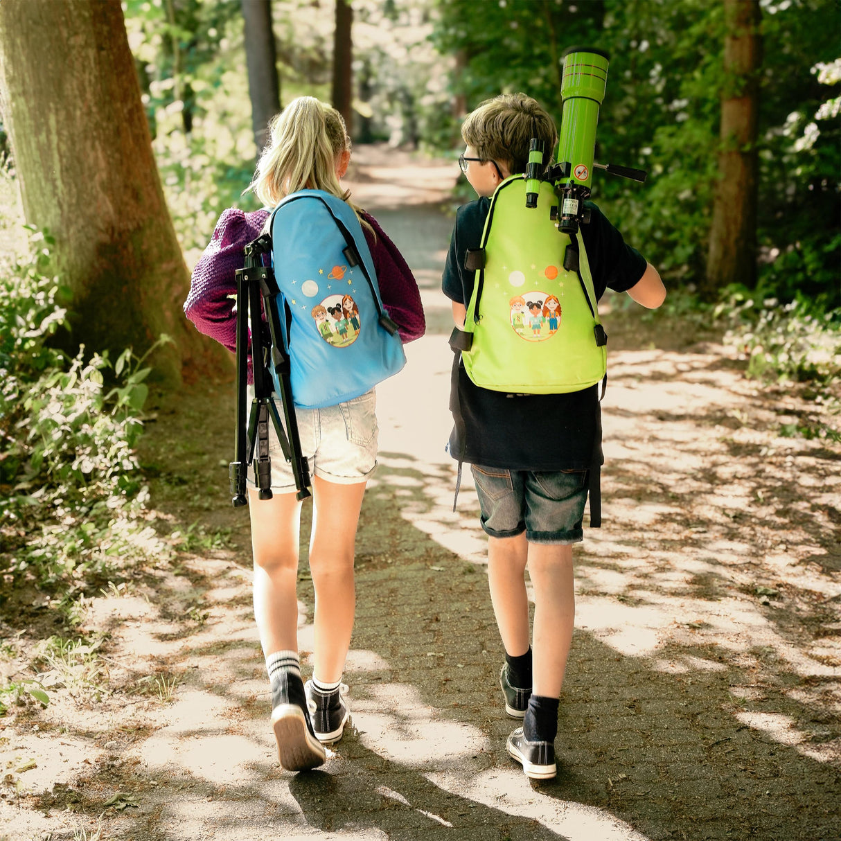 Bresser Junior 70/400 - Telescopio para niños a Partir de 8 años, astronomía Principiantes, telescopio con Mochila, Accesorios y Soporte para Smartphone, Cielo Nocturno Azul