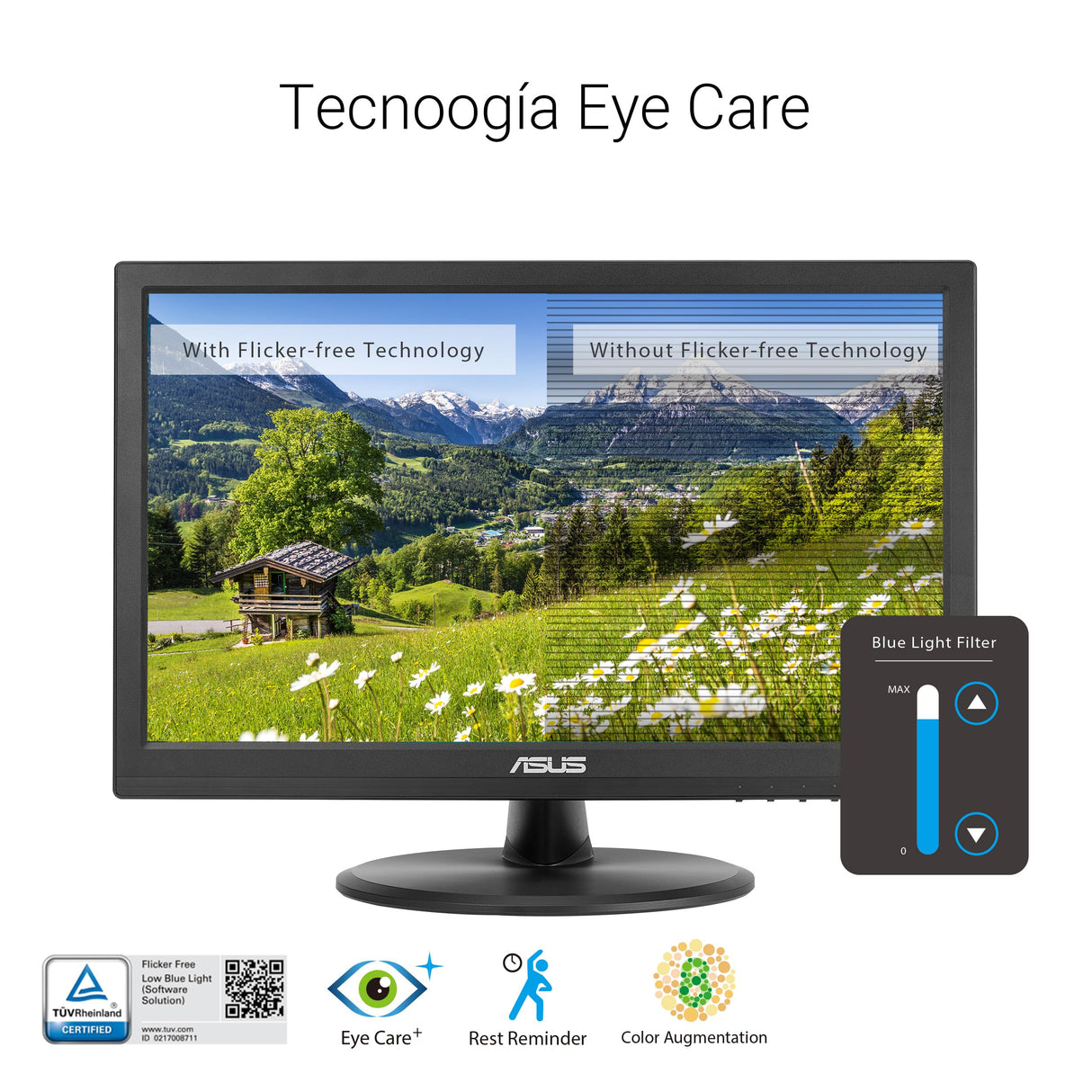 ASUS VT169HE Monitor táctil de 16" FHD (1920 x 1080), táctil de 10 Puntos, IPS, ángulo de visión Amplio, sin Marco, antiparpadeo, luz Azul Reducida, HDMI, Compatible con Windows 11