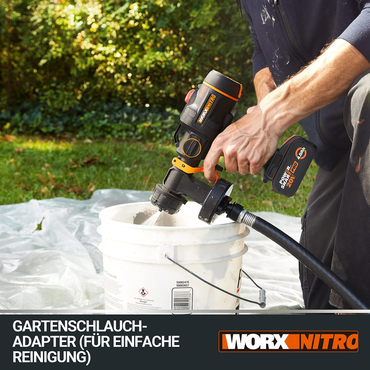 WORX WX020 Nitro - Sistema de pulverización de Pintura con batería (20 V, Potente Motor sin escobillas, 3 pulverizadores y 4 tamaños de Boquilla, fácil Limpieza, pulverización Uniforme, Incluye