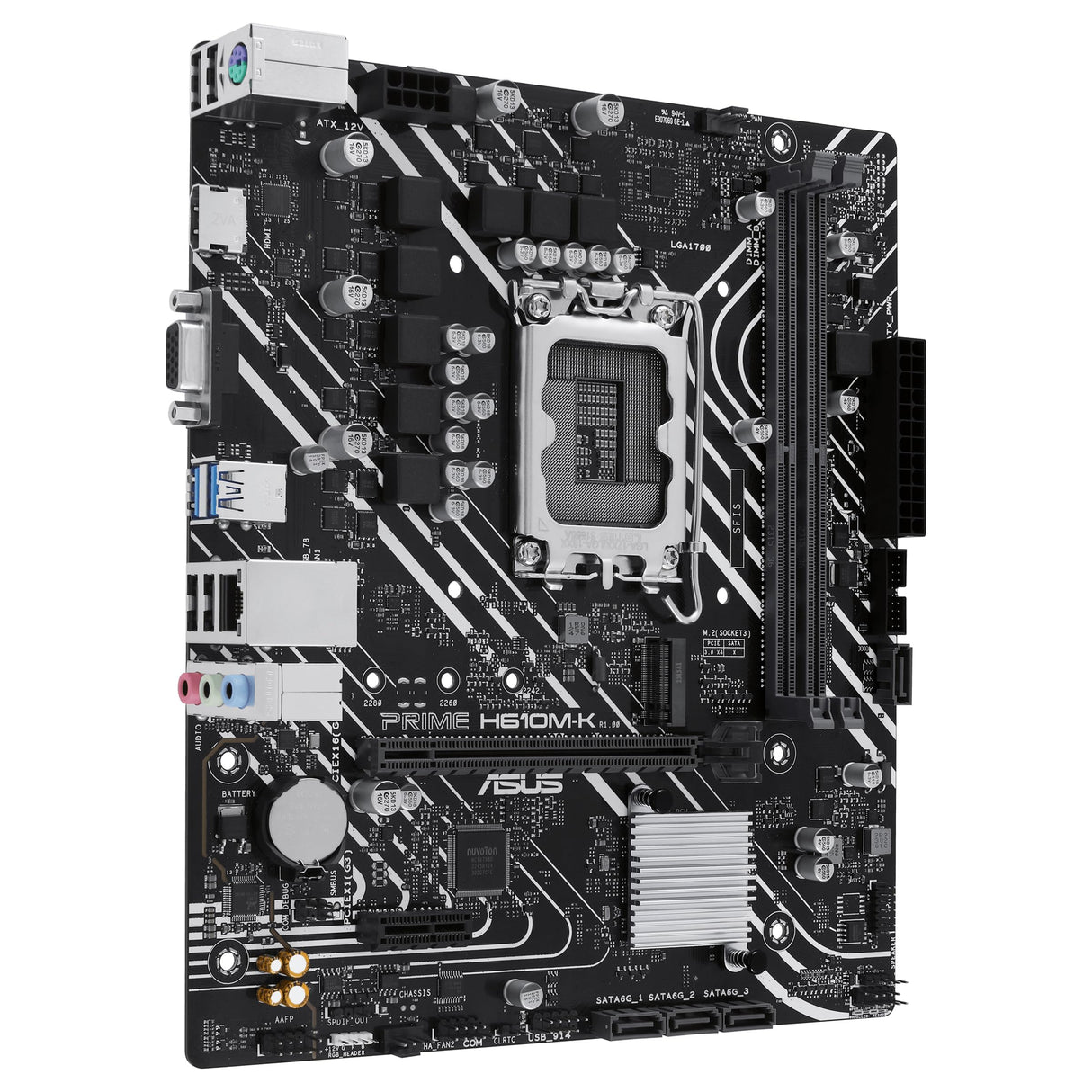 ASUS PRIME H610M-K - Placa base micro-ATX Intel H610 LGA 1700 (DDR5, PCIe 4.0, ranura M.2, Realtek 1 Gb Ethernet, HDMITM/VGA, USB 3.2 Gen 1, SATA 6 Gbps, cabecera COM, cabecera RGB)