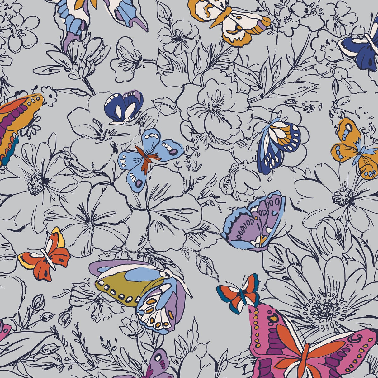 Vera Bradley Neceser de Maquillaje de algodón para Mujer, Wing + Bloom, Talla única, Neceser de algodón para cepillar