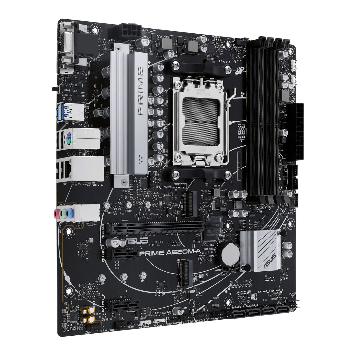 Asus Prime A620M-A-CSM - Modelo corporativo Estable, AMD A620, AM5, Micro ATX, 4 DDR5, VGA, HDMI, DP, GB LAN, PCIe4, 2X M.2