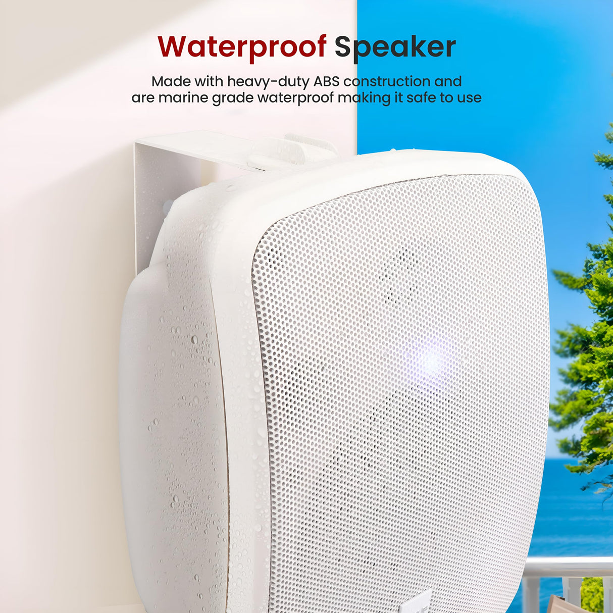 Pyle Altavoz Bluetooth de 600 W con Montaje en Pared – Altavoz Estéreo Activo y Pasivo de 5,25" (13,34 cm), Resistente al Agua para Exterior e Interior – para Pared y Techo