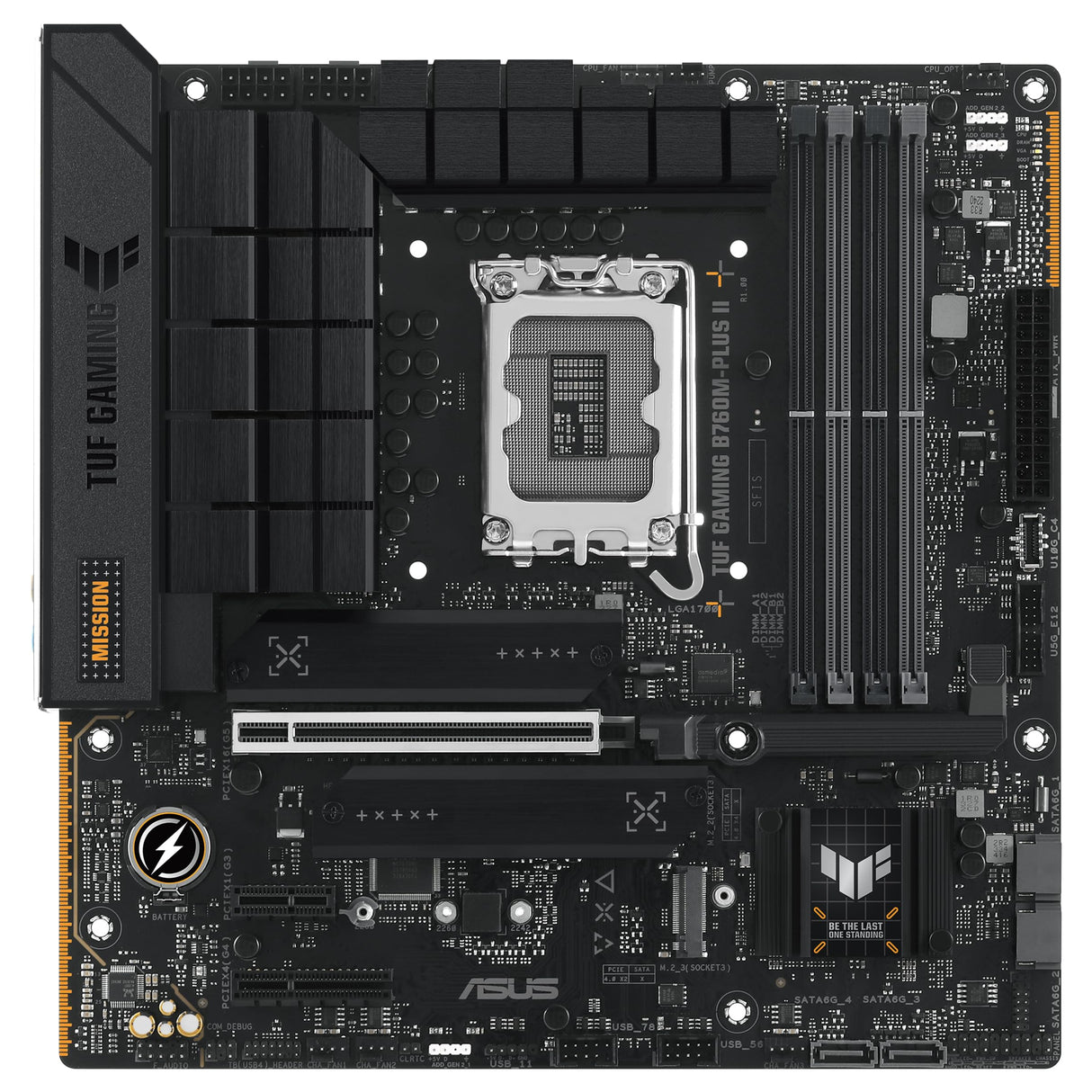 ASUS TUF Gaming B760M-PLUS II - Placa Base Intel B760 LGA 1700 mATX (PCIe 5.0, M.2 4.0, DDR5, 2.5Gb Ethernet, DP, HDMI, SATA 6 Gbps, USB Tipo-C, Thunderbolt (USB4), Aura Sync)