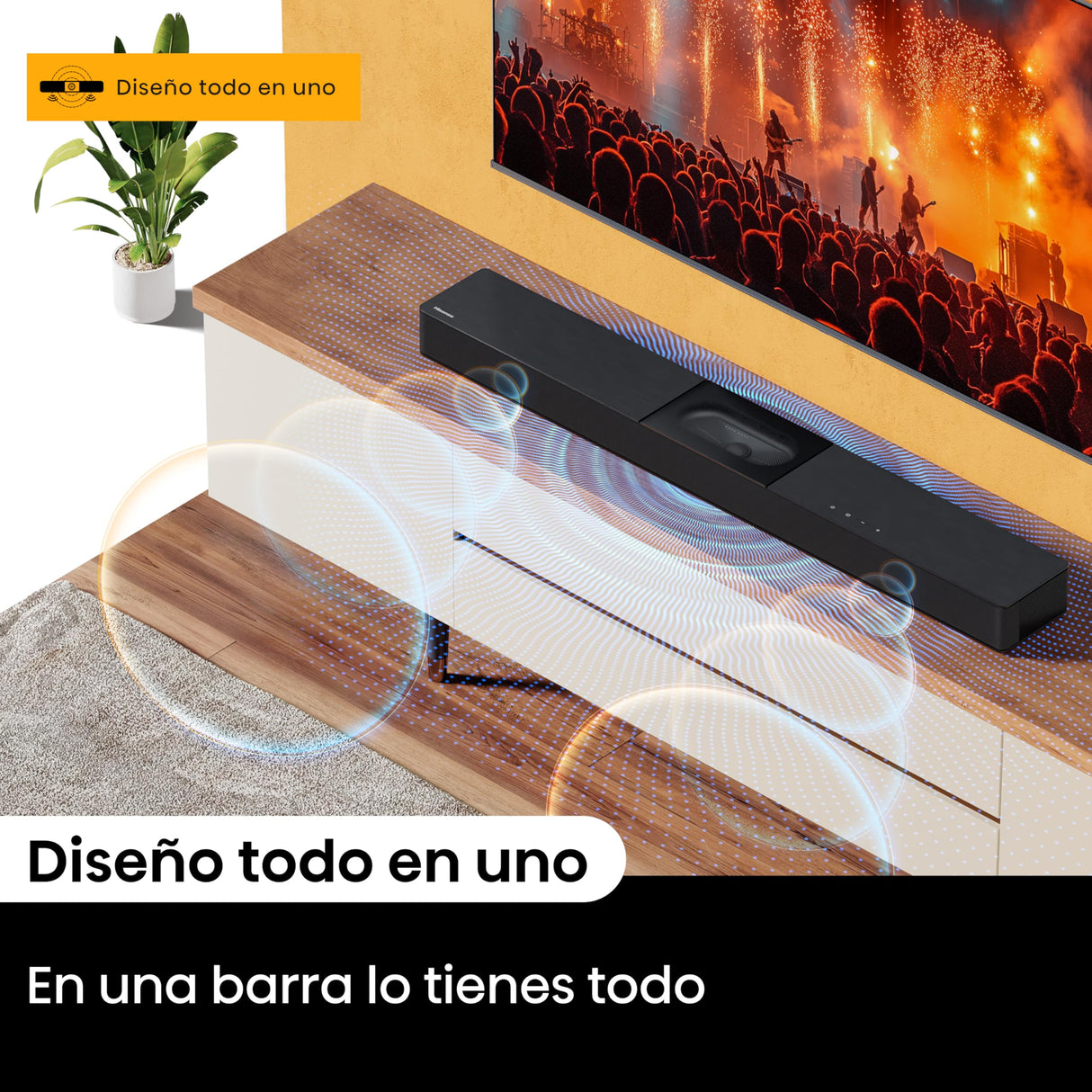 Hisense HS2000 - Barra de Sonido 2.1, 240W, Subwoofer Incorporado, Dolby Digital Plus, DTS Virtual:X, Modo TV, EzPlay