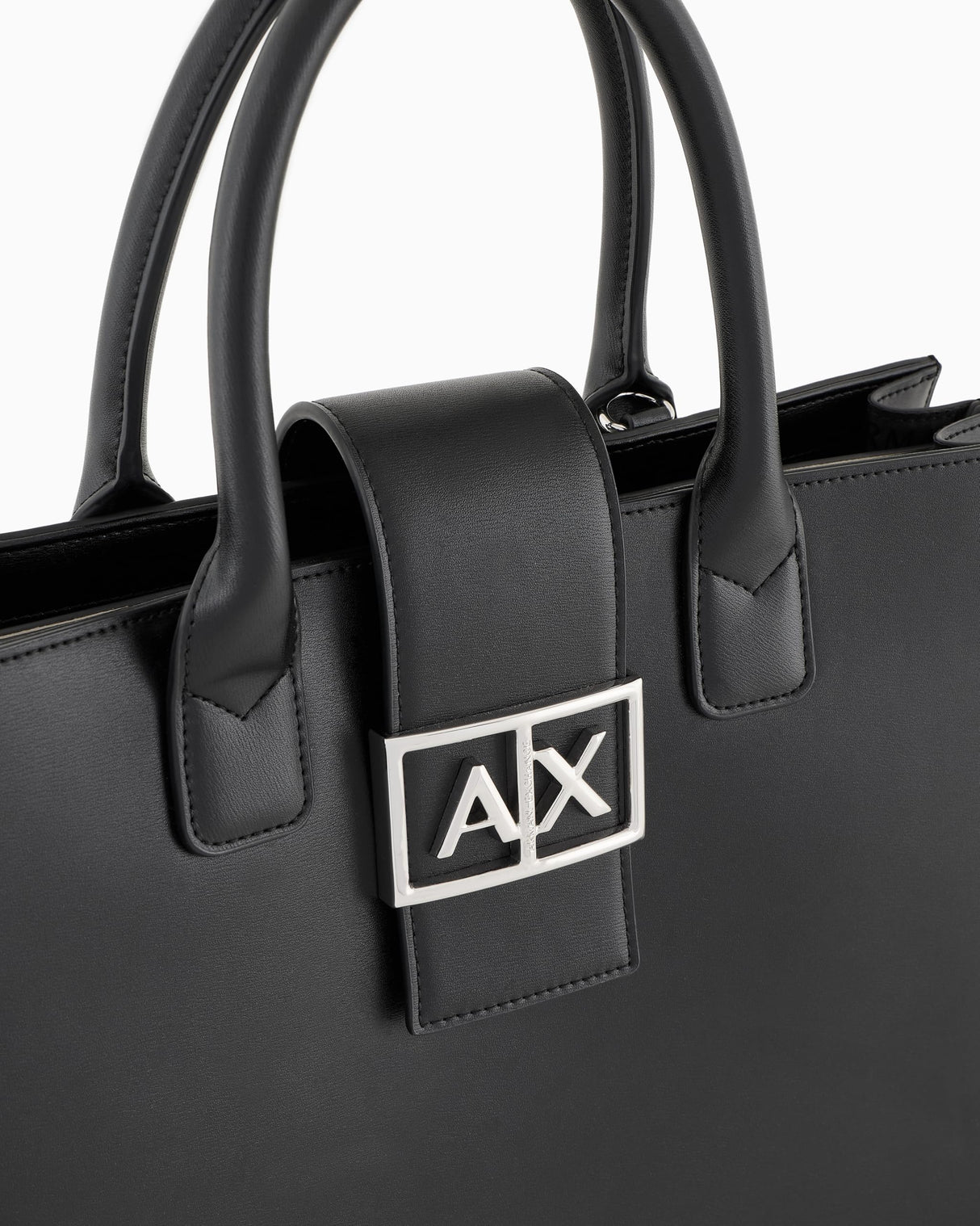Armani Exchange Jodie, Sustainable, Logo Plate Closure, Medium Tote Mujeres, Negro, Talla única