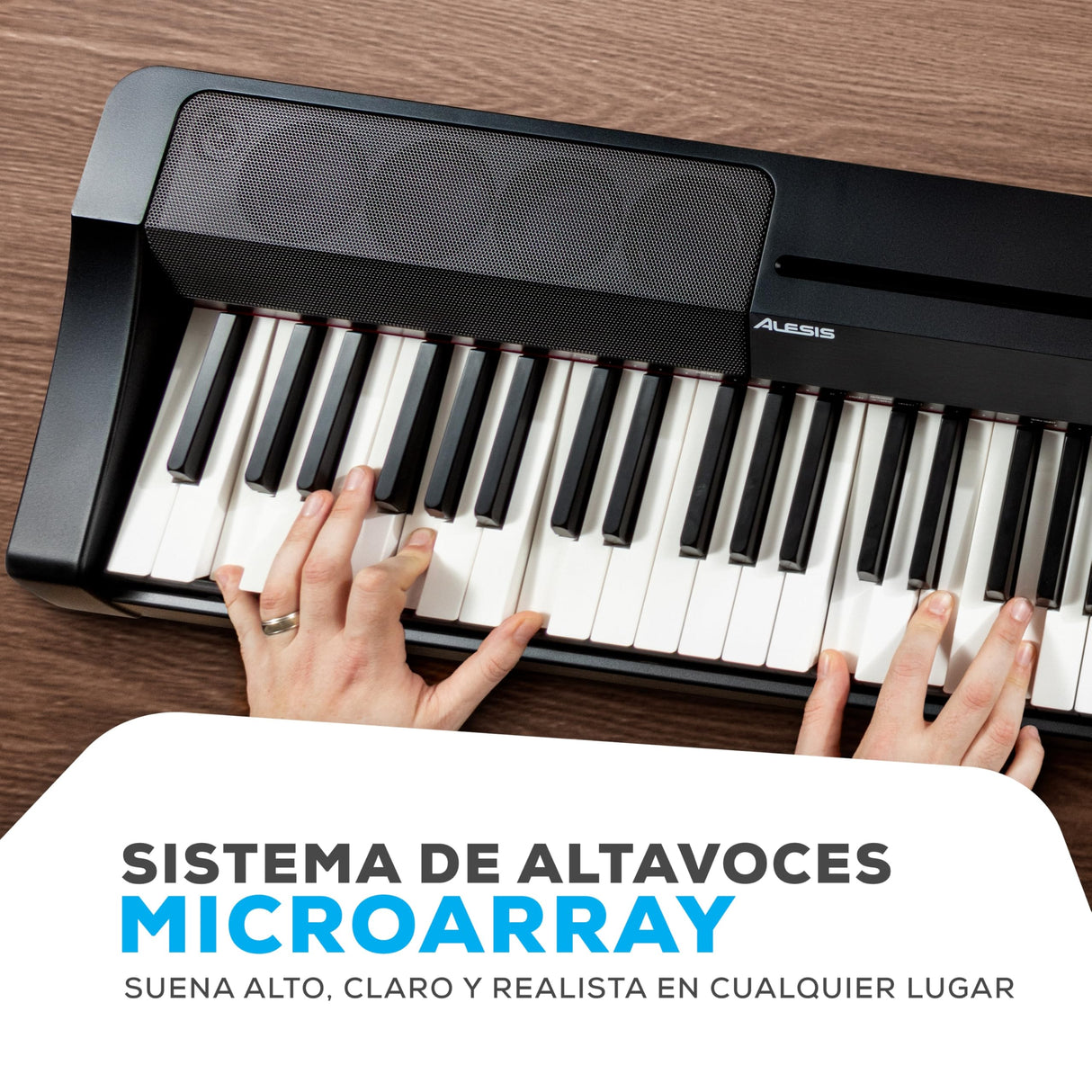 Alesis Recital Grand Piano Eléctrico 88 Teclas Contrapesadas de Acción Martillo con Altavoces, Lecciones de Piano, Metrónomo y 16 Kits de Sonidos