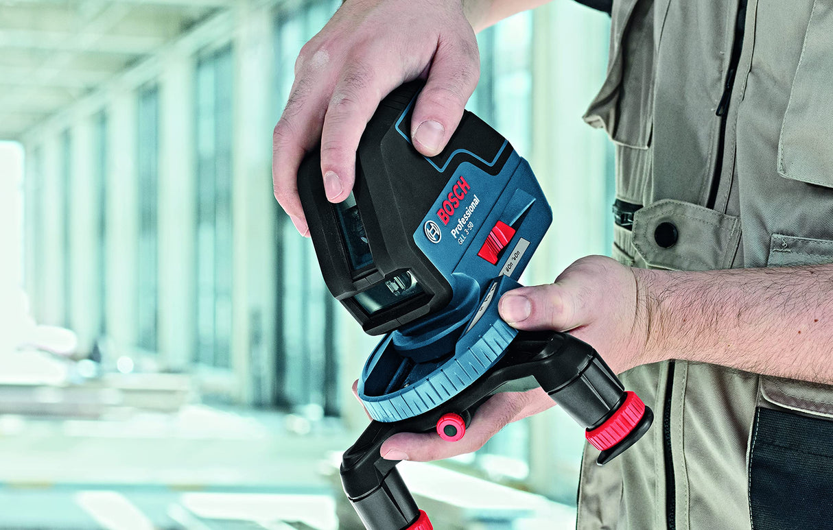 Bosch Professional Nivel láser GLL 3-50 (láser rojo, interior, alcance: 10 m, 4 pilas AA, soporte giratorio)