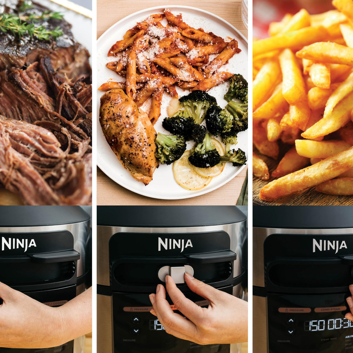 Ninja Foodi Olla eléctrica multifunción con SmartLid, 6 l, 11 funciones de cocción en 1, Olla a presión, Freidora de aire, Cocción lenta, Parrilla, Hornear y más, acero inoxidable, OL550EU