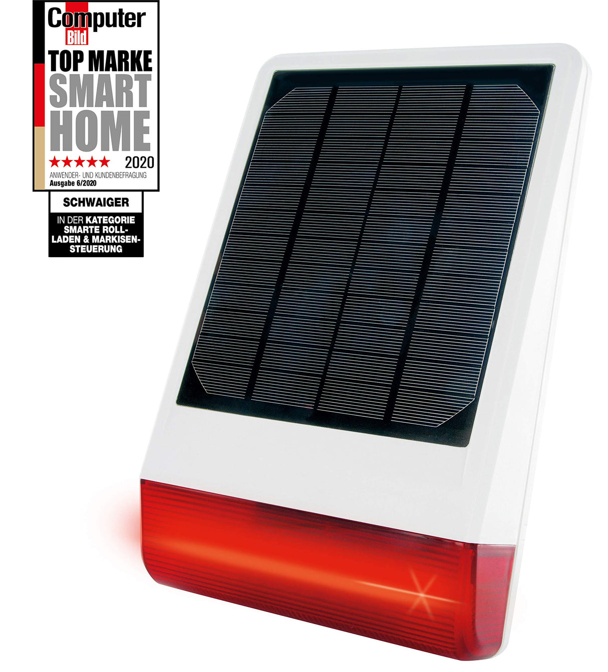 SCHWAIGER -ZHS14- Sirena para exteriores con energía solar, WiFi, protocolo Z-Wave, blanco