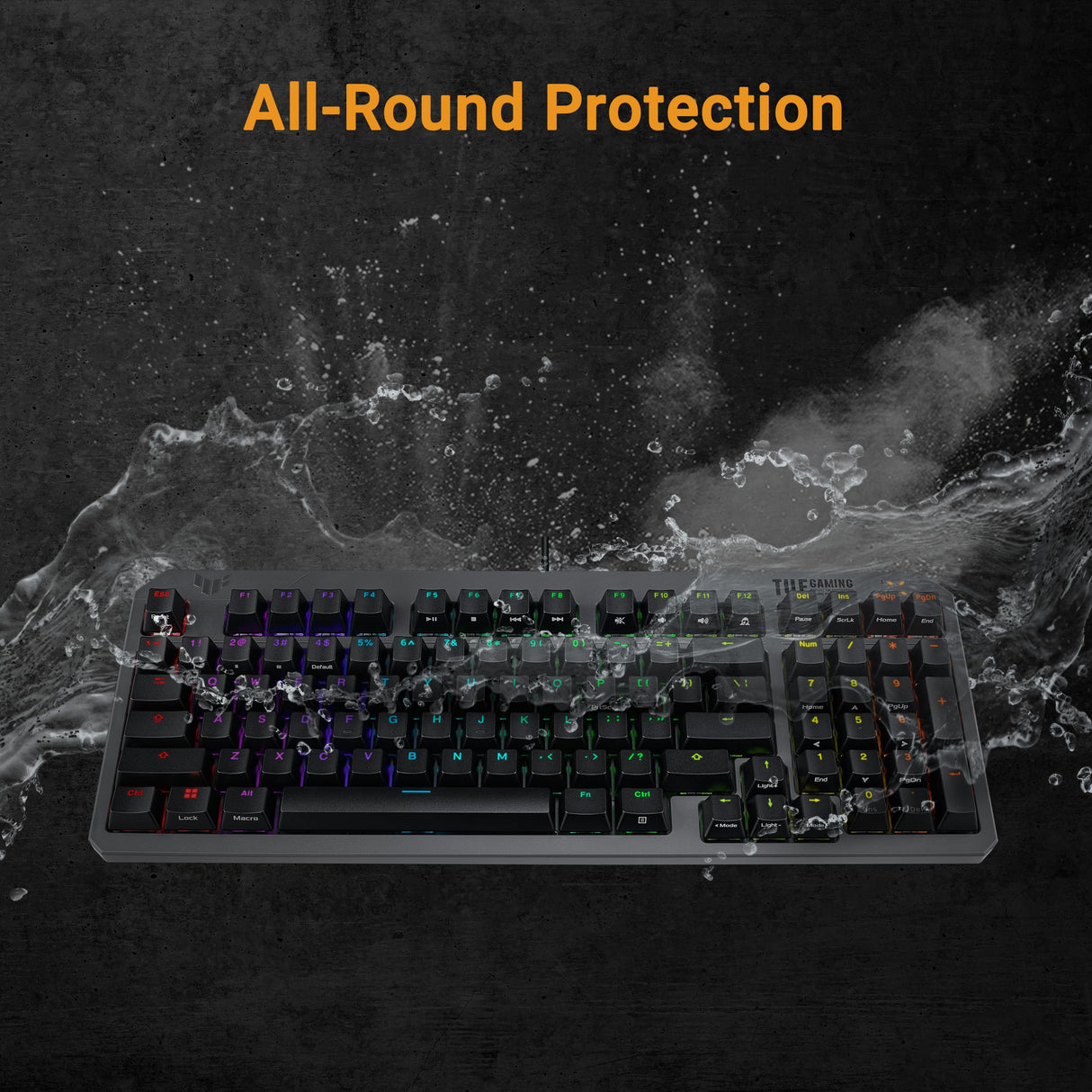 ASUS TUF Gaming K3 Gen II - Teclado Gaming Compacto de 97 Teclas, interruptores optomecánicos RGB, Junta de Silicona, Espuma amortiguadora, Sellado IP57, Placa Superior extraíble y Aura Sync, AZERTY