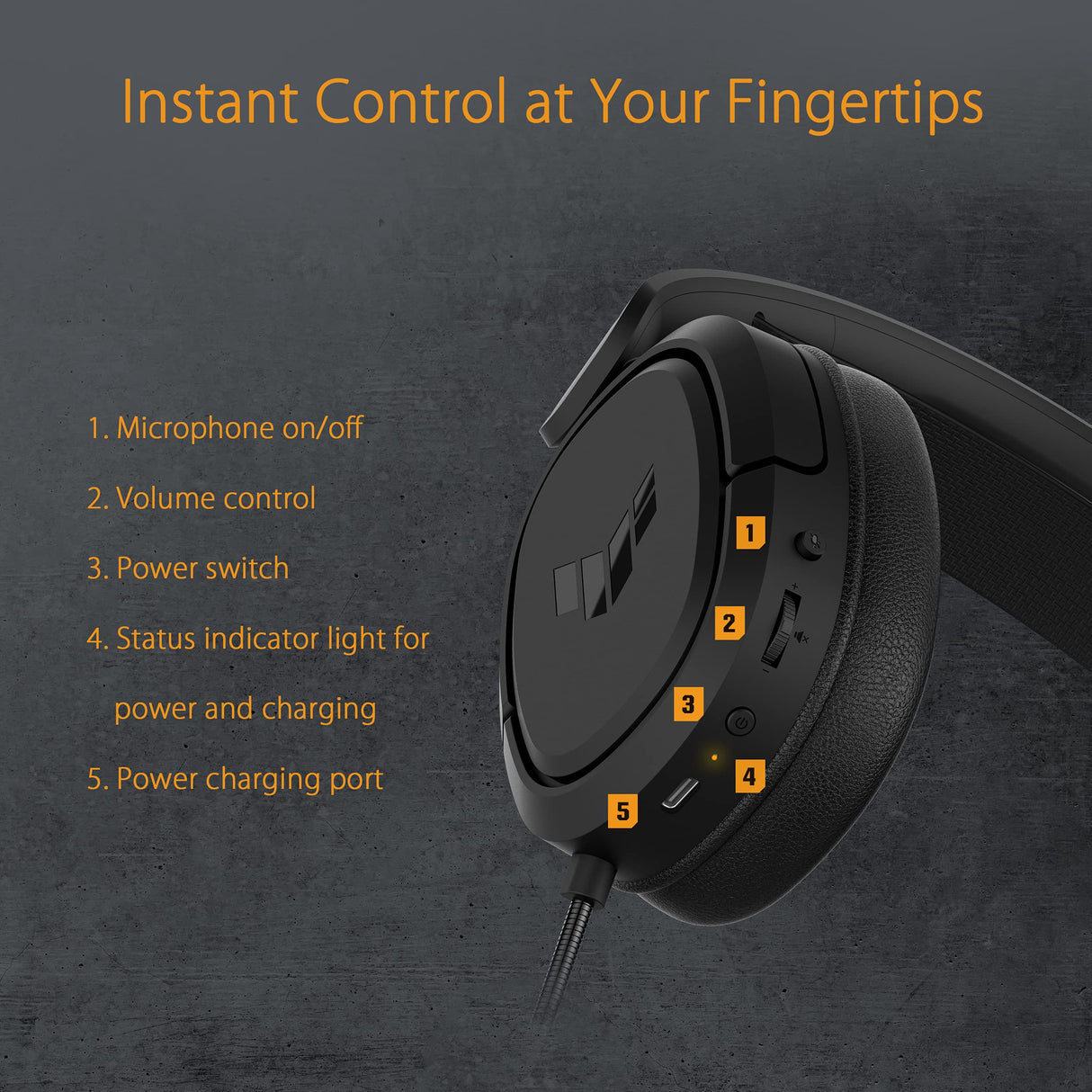 ASUS TUF Gaming H1 Wireless Headset (Discord Certified Mic, 7.1 Surround Sound, 40mm Drivers, 2.4GHz, USB-C, Lightweight, 15 Hour Battery Life, For PC, Mac, Switch, Mobile Devices, PS4, PS5)- Black