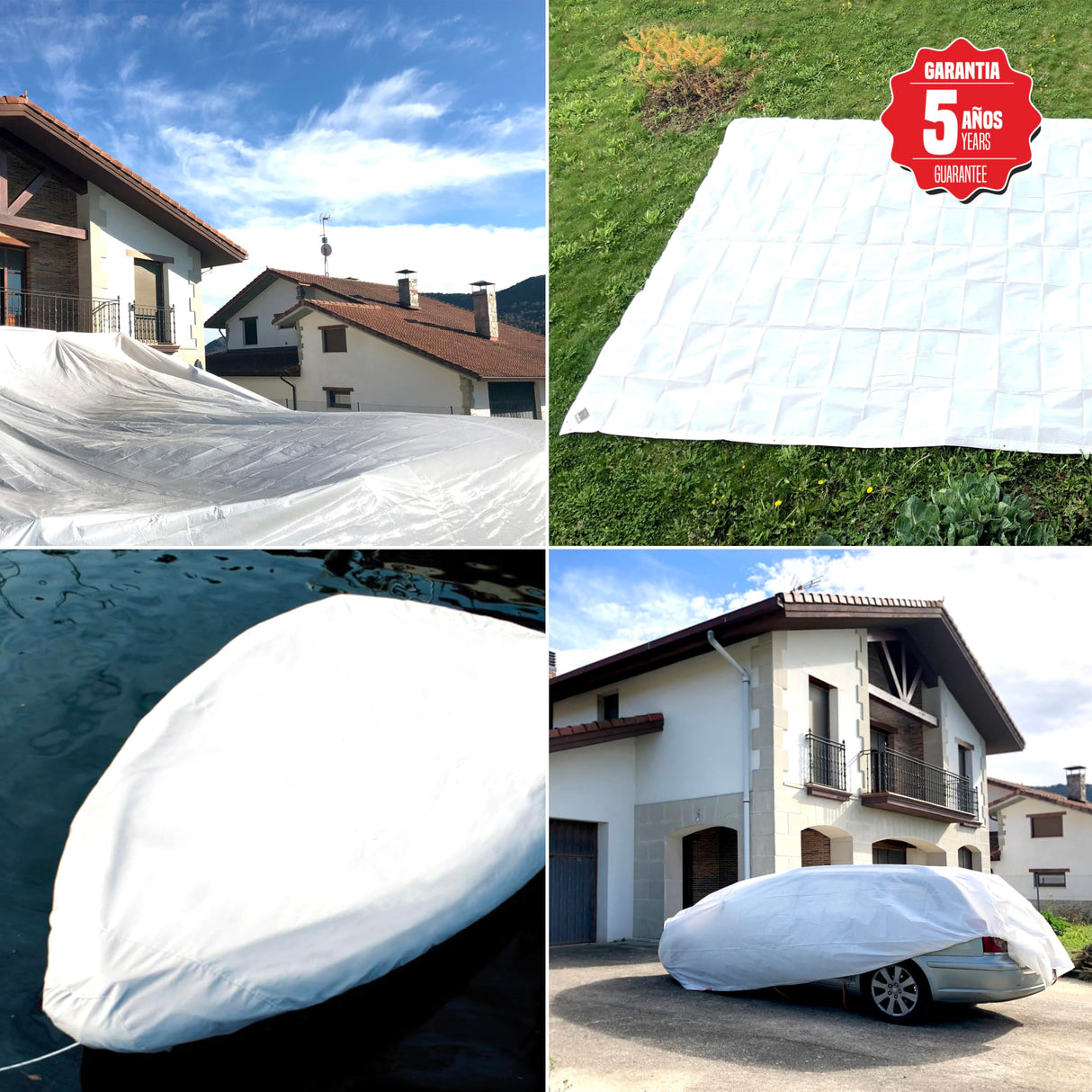 Bikain - Lona Impermeable Exterior - 8x12 Metros - 120g/m2 Reforzada - Argollas Antidesgarro - Toldo 100% Impermeable y 100% Protección UV - Cubretodo Múltiples Usos - 3 Capas Laminado Cruzado