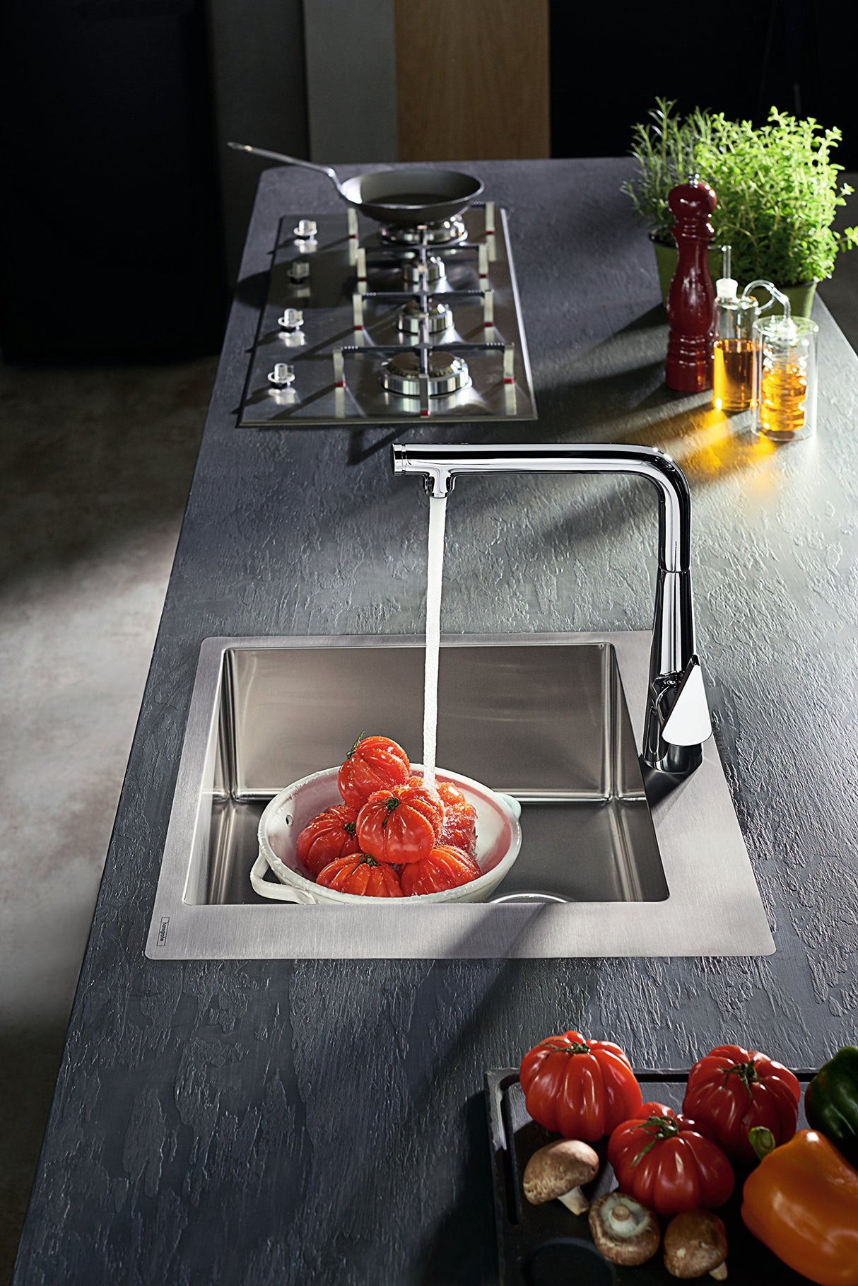Hansgrohe 43303800 Fregadero de encastre, 37/37 cm, para armarios de 90 cm Color Acero, Plata, Ancho: 2 x 37 cm