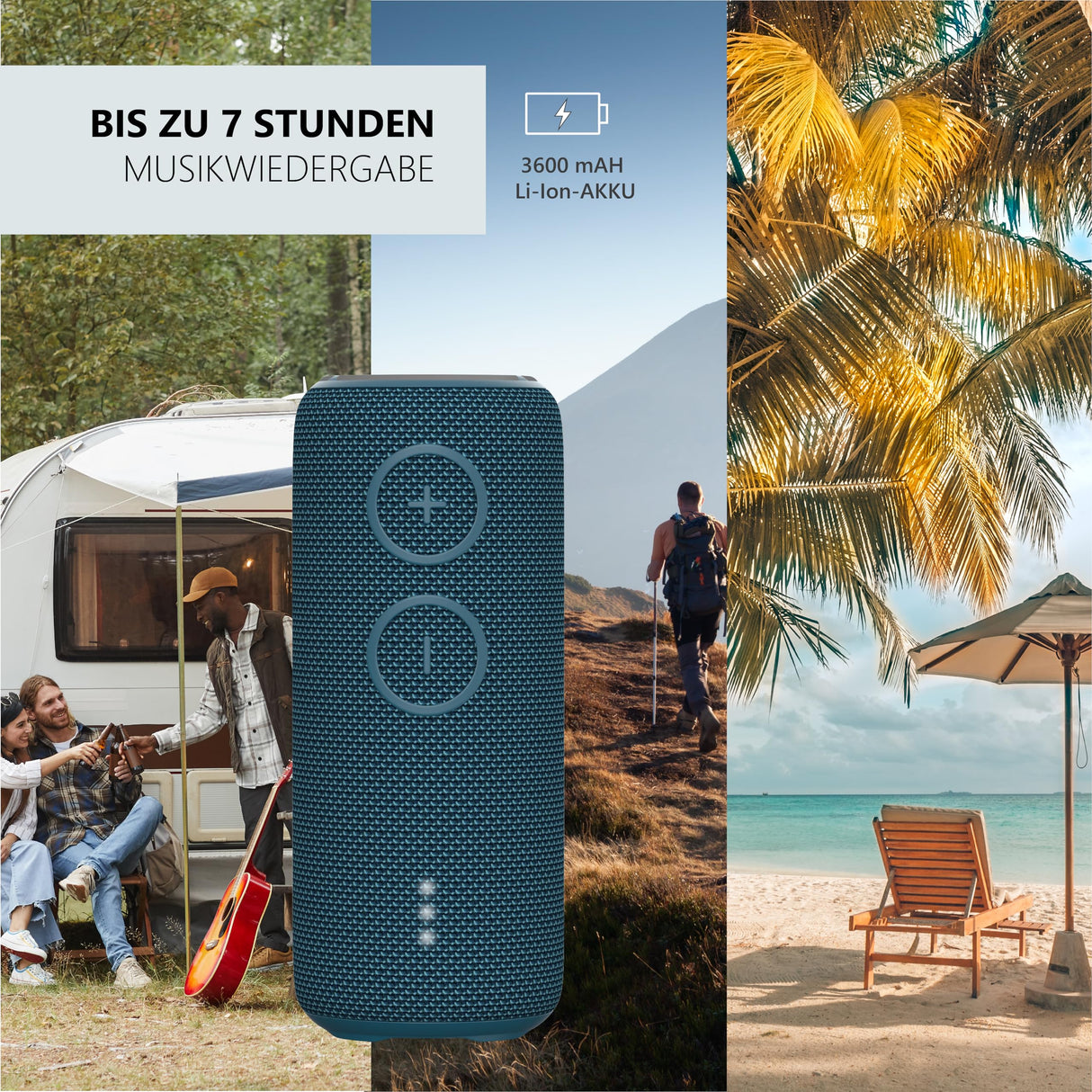 SILVA Schneider Altavoz Bluetooth PBS 3600 BT | 200 W | IPX7 Resistente al Agua | TWS & LED-RGB | batería de 3600 mAh | hasta 7 Horas de autonomía | Azul