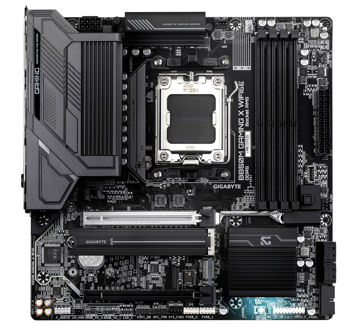 GIGABYTE B850M Gaming X WIFI6E Placa Base - Procesadores AMD Ryzen Serie 9000, VRM Digital 10+2+2 Fases, hasta 8200MHz DDR5 (OC), 1xPCIe 5.0 + 1xPCIe 4.0 M.2, LAN 2.5, WiFi 6E, USB 3.2 Gen 2.