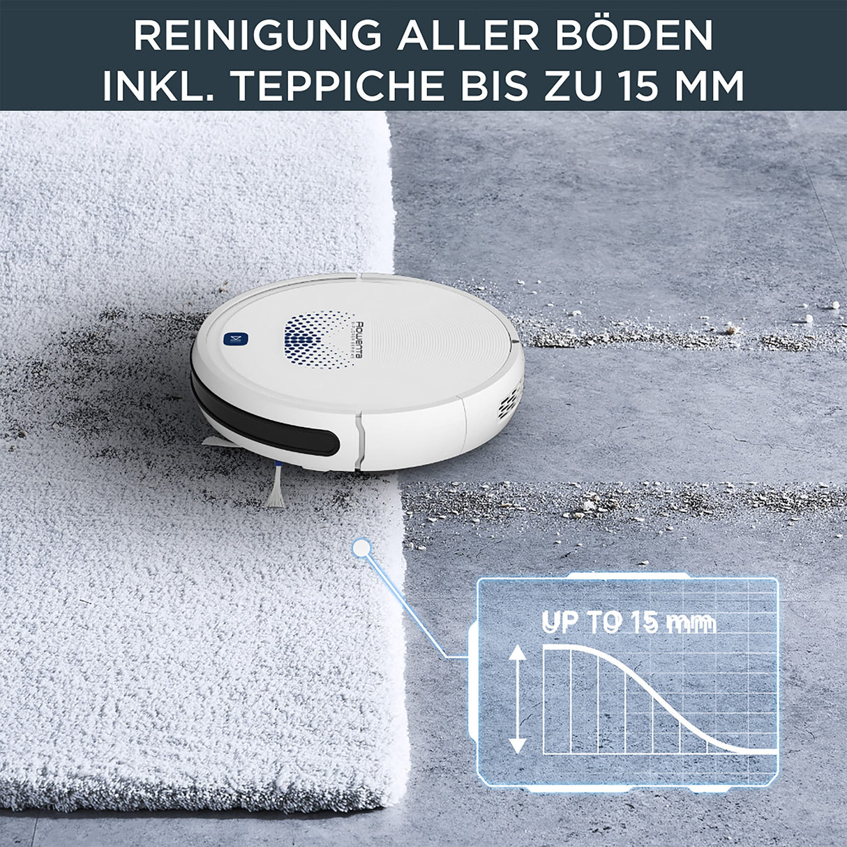 Rowenta Aspirador robótico X-plorer Serie 45 RR8277, Cepillo motorizado Activo, 3 Modos de navegación, Sistema Aqua Power, sensores avanzados, batería de Iones de Litio Duradera, 150 min. Duración