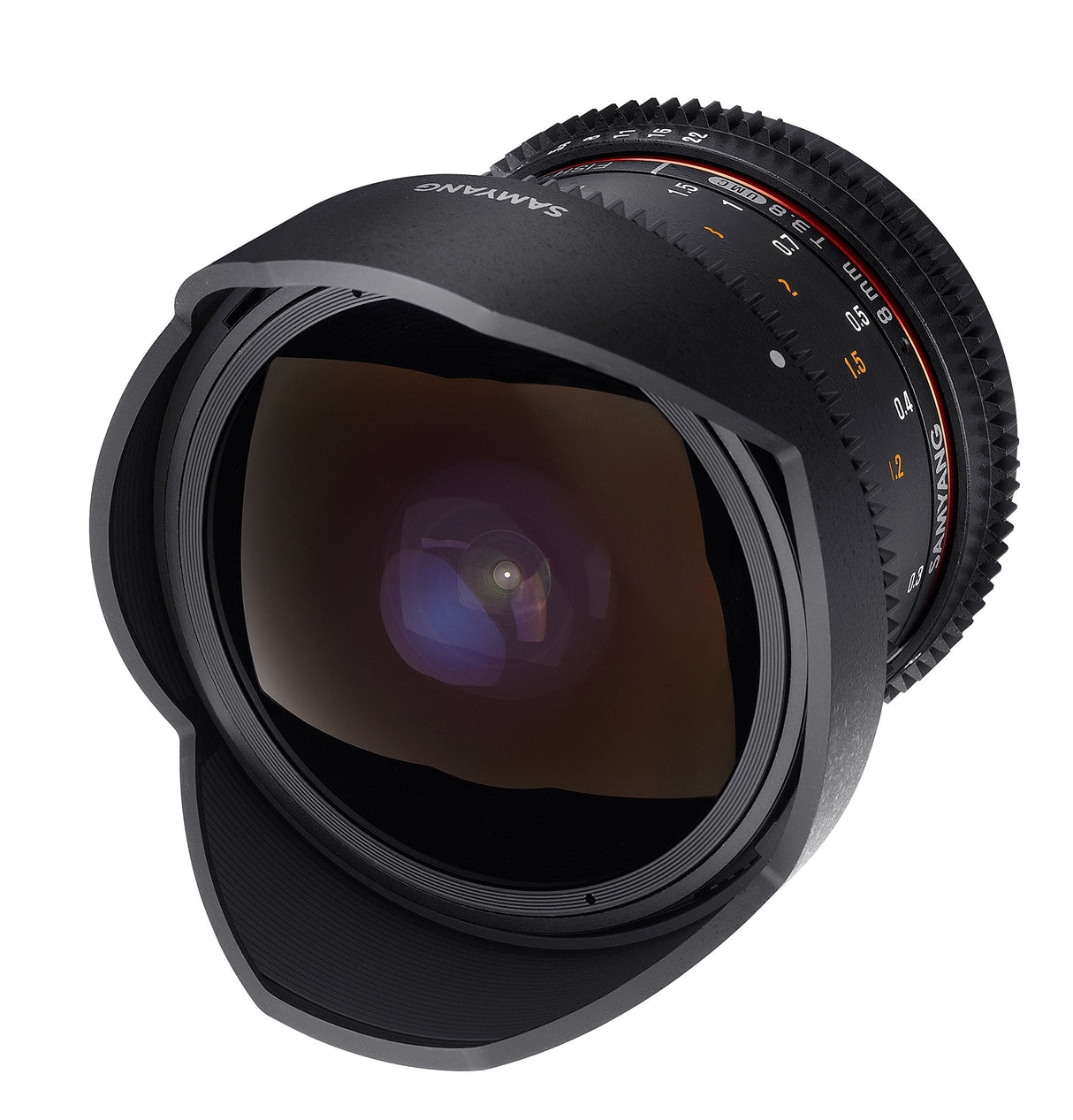 Samyang F1322406101 - Objetivo para vídeo VDSLR para Sony E (Distancia Focal Fija 8mm, Apertura T3.8-22 UMC, Ojo de pez, CSII), Negro