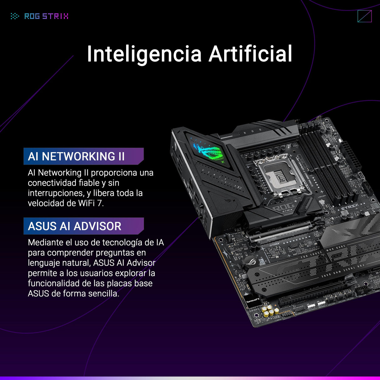 ASUS ROG Strix B860-F Gaming WiFi, Placa Base ATX, preparada para PCs con IA Avanzada, 16+1+2+1 etapas de Potencia, Ranuras DDR5, PCIe 5.0, Cuatro Ranuras M.2, WiFi 7, iluminación Aura Sync RGB