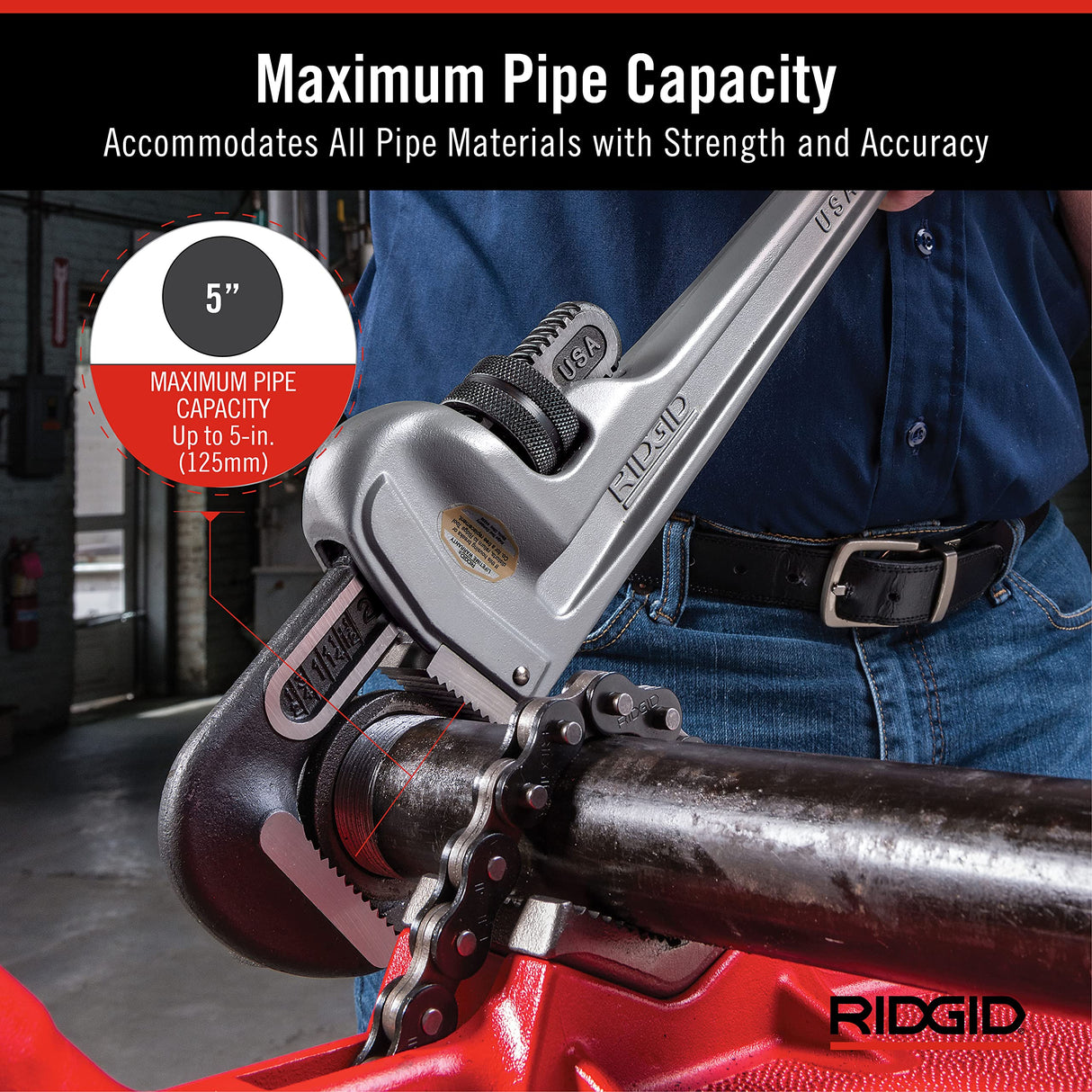 RIDGID 31110 Modelo 836 Llave recta de aluminio para tubo, Llave de fontanería de 36 pulgadas