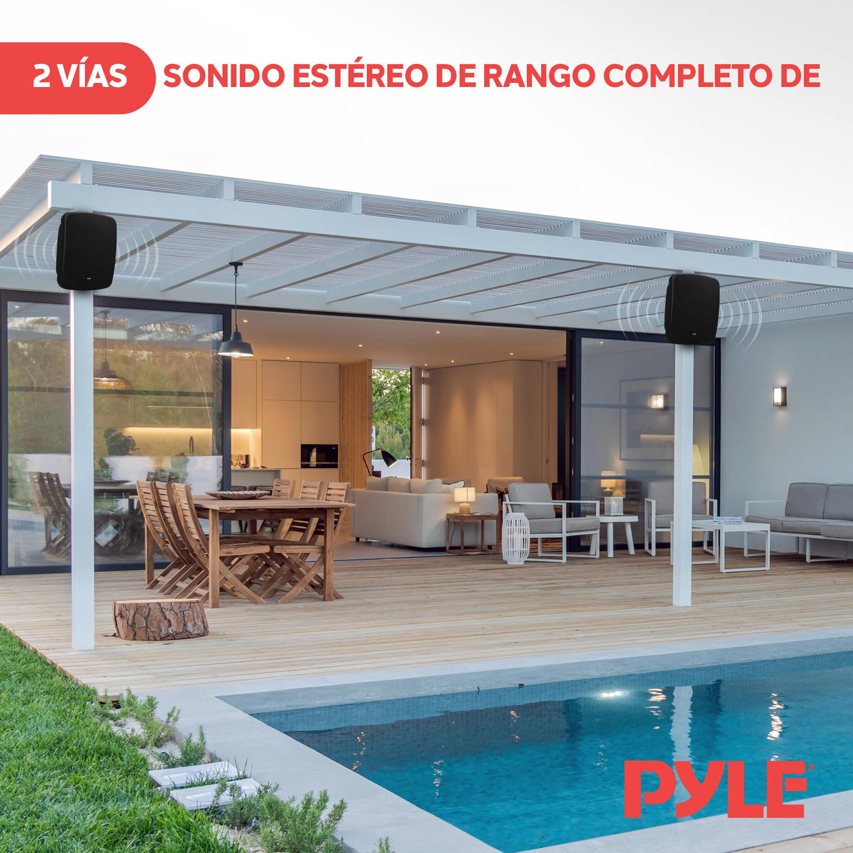 Pyle Altavoz Bluetooth de 800 W con Montaje en Pared – Altavoz Estéreo Activo y Pasivo de 6,5" (16,5 cm), Resistente al Agua para Exterior e Interior – Color Negro