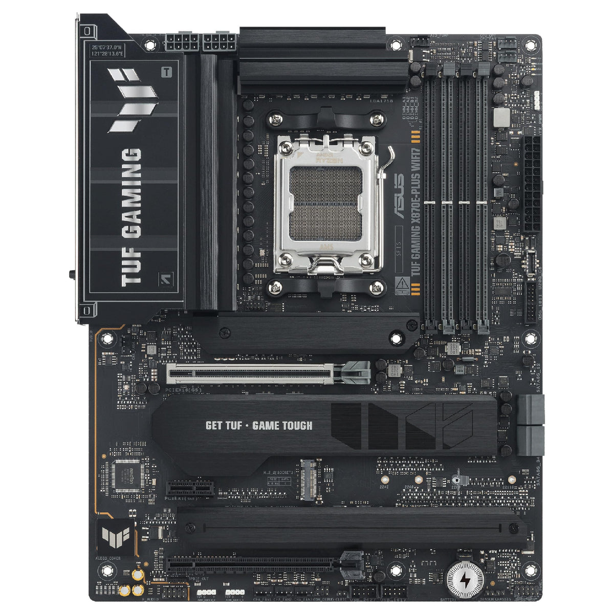 ASUS TUF Gaming X870E-PLUS WIFI7 Placa Base AMD X870E ATX, VRM de 16+2+1 Fases, DDR5, PCIe 5.0, Q-Release Slim, M.2, WiFi 7, USB4 Tipo-C, Aura Sync, AI Cooling II, AI Networking II y AI Overclocking